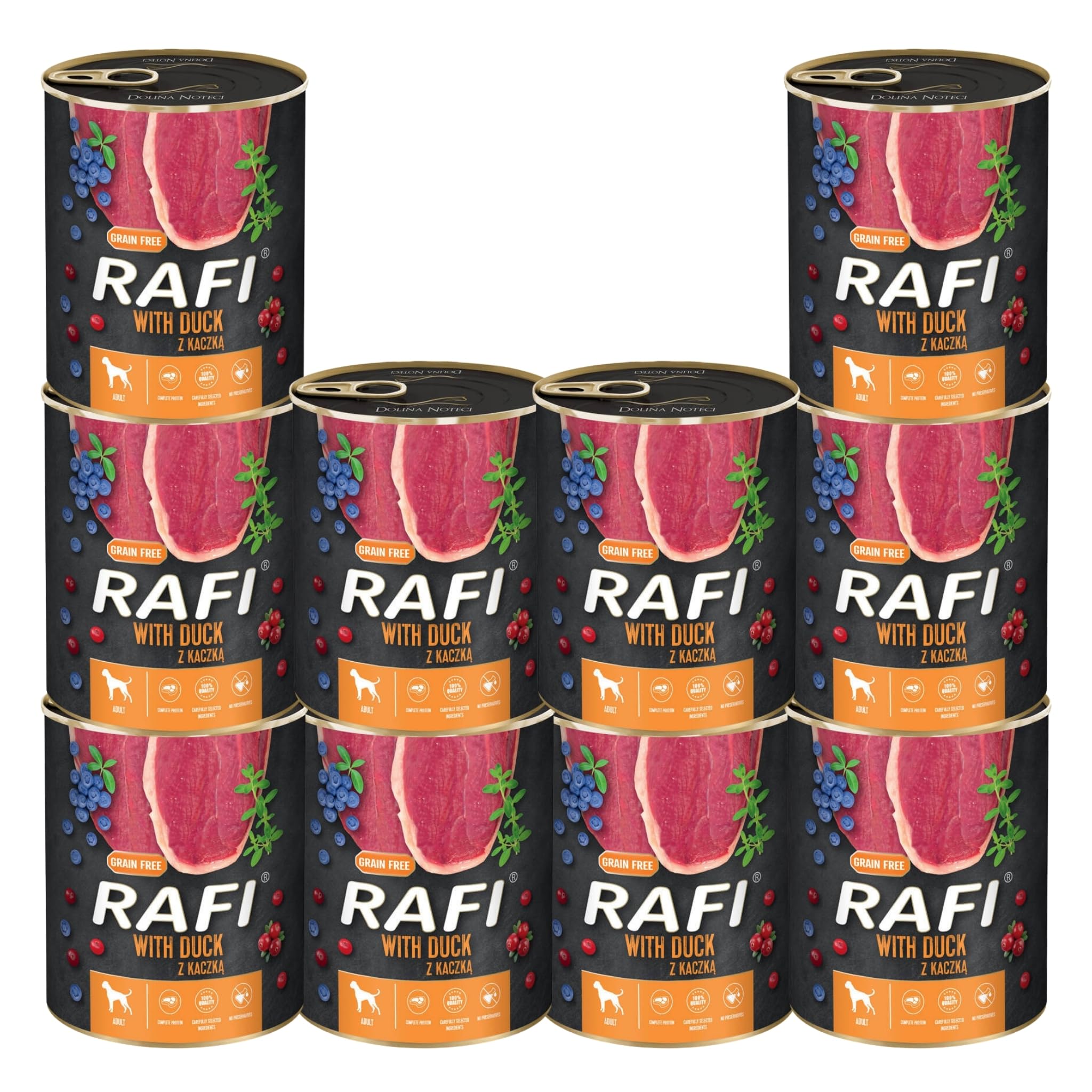 Rafi Complete Wet Dog Food with Duck for Adult Dogs 10 x 800g Cans