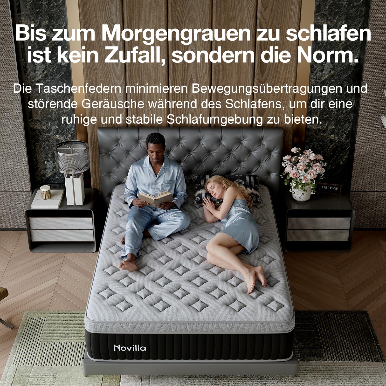 Novilla Matratze 180x200 cm, Härtegrad H3 und H4, 30 cm Höhe 7-Zonen-Stützung Hybrid, Memoryschaum und Federkernmatratze mit Taschenfedern, Kühlende & atmungsaktive Bezug, Öko-Tex Zertifiziert