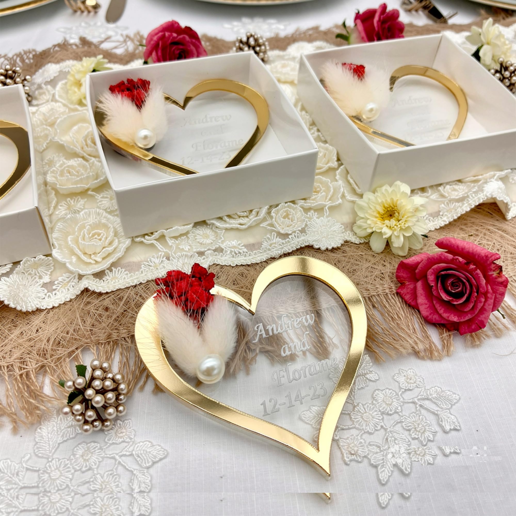 gastgeschenke hochzei ür die gäste personalisier, Stück Gold Silber Acryl Hochzeit gastgeschenke für die gäste, Taufe, Kommunion Konfirmation,Geburtstag, schön das du da bist, (Gold, 18 stück)