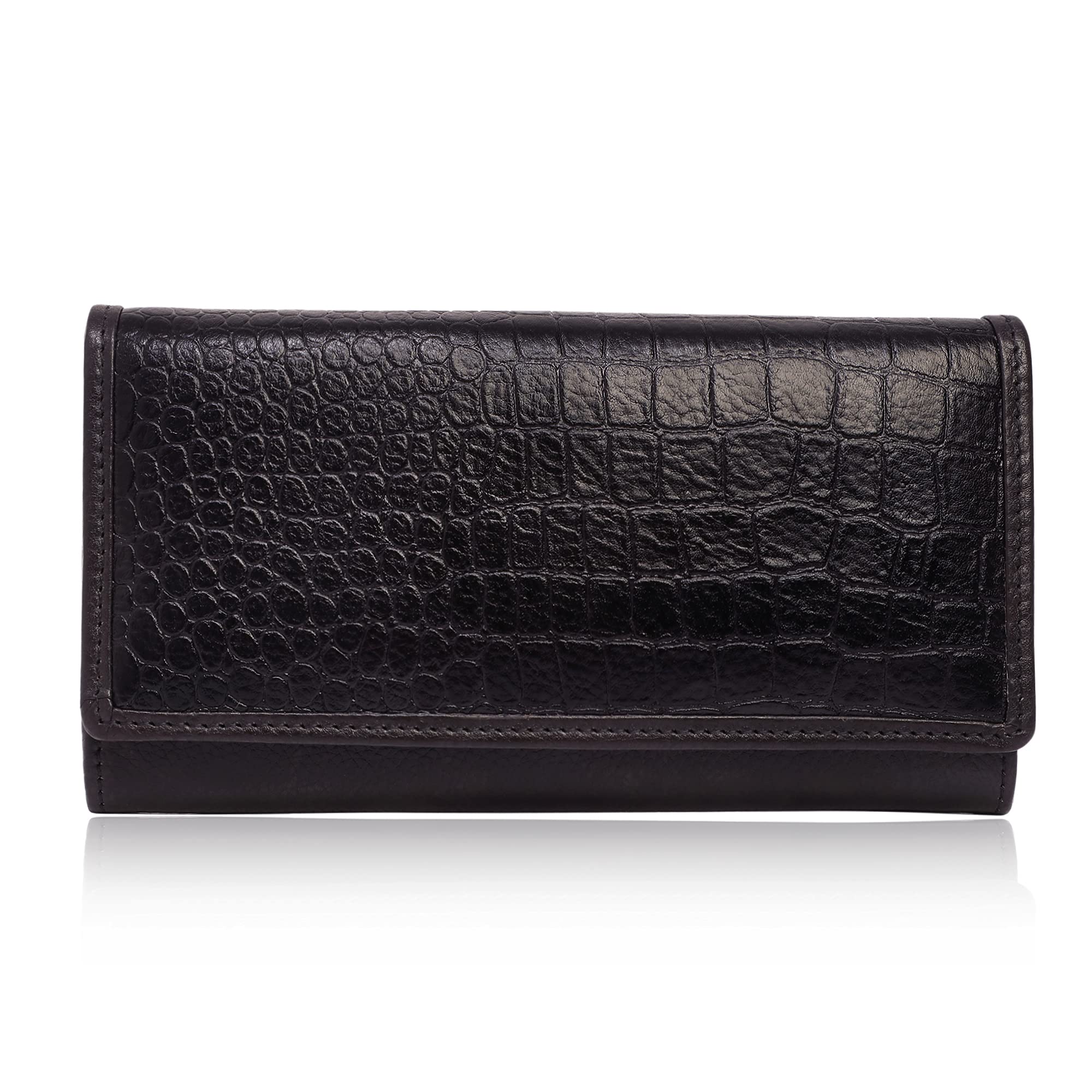 Genuine Leather Wallet Money/Card Holder for Women (Black)-image-25