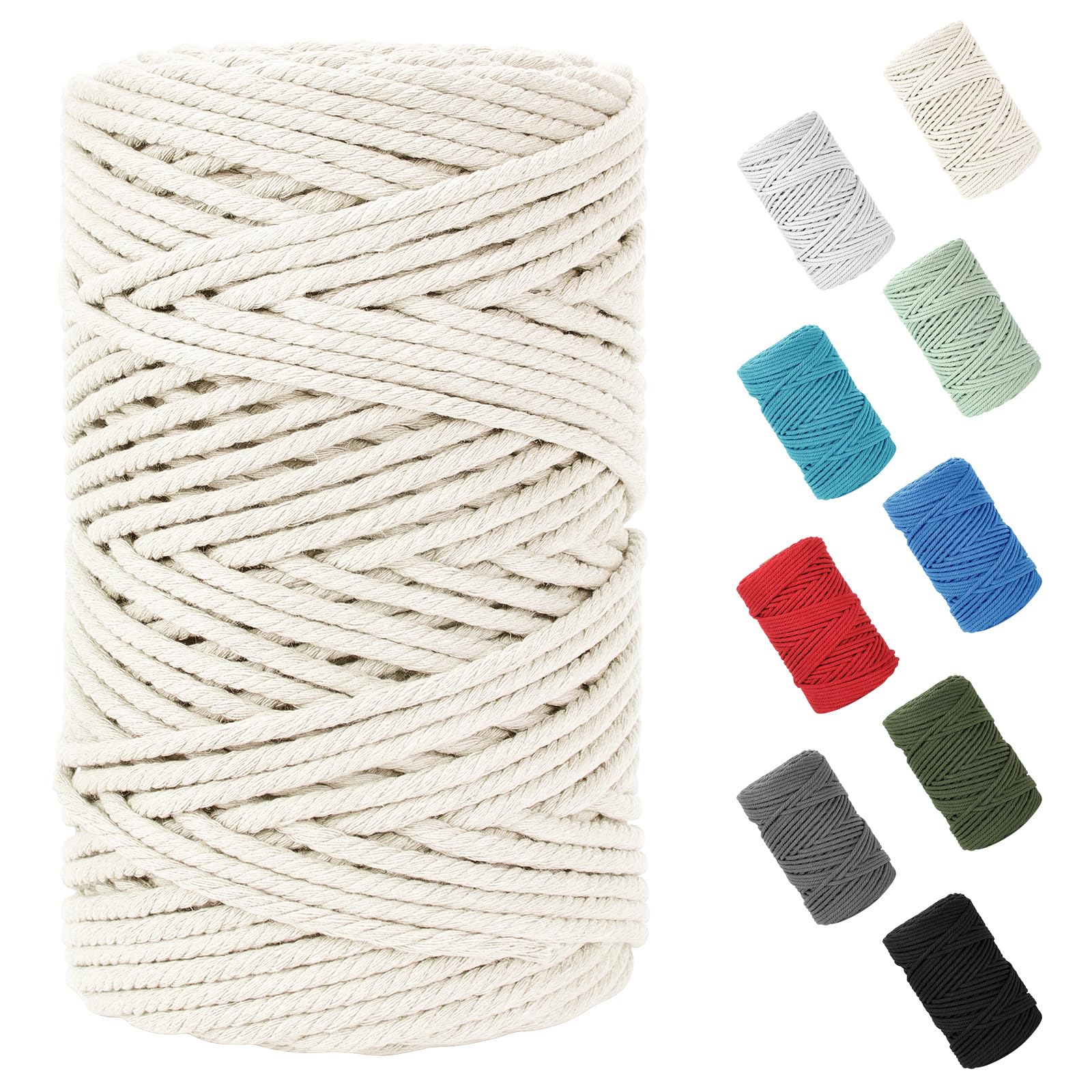 Macramé Koord 3mm - 3 Rollen Natuurlijk Katoenen Koord voor DIY