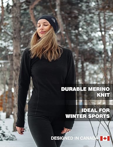 Miniatura 4 de Merino.tech Conjunto de capa base de lana merina para mujer, ropa interior térmica de lana merino ligera, de peso medio, para mujer, parte superior
