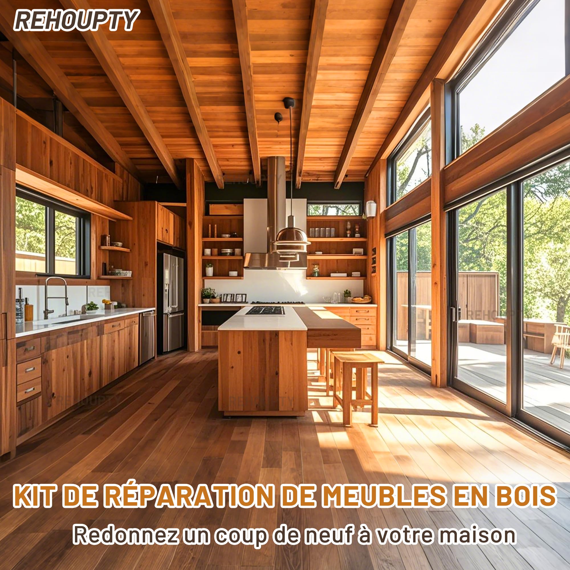 Kit Réparation Parquet Stratifié, Le Kit de Réparation de Meubles en Bois de Grande Capacité Comprend du Mastic Bois et de la Cire d'Abeille, 12 Couleurs Pâte à Bois, 8 Couleurs Feutre Retouche Bois