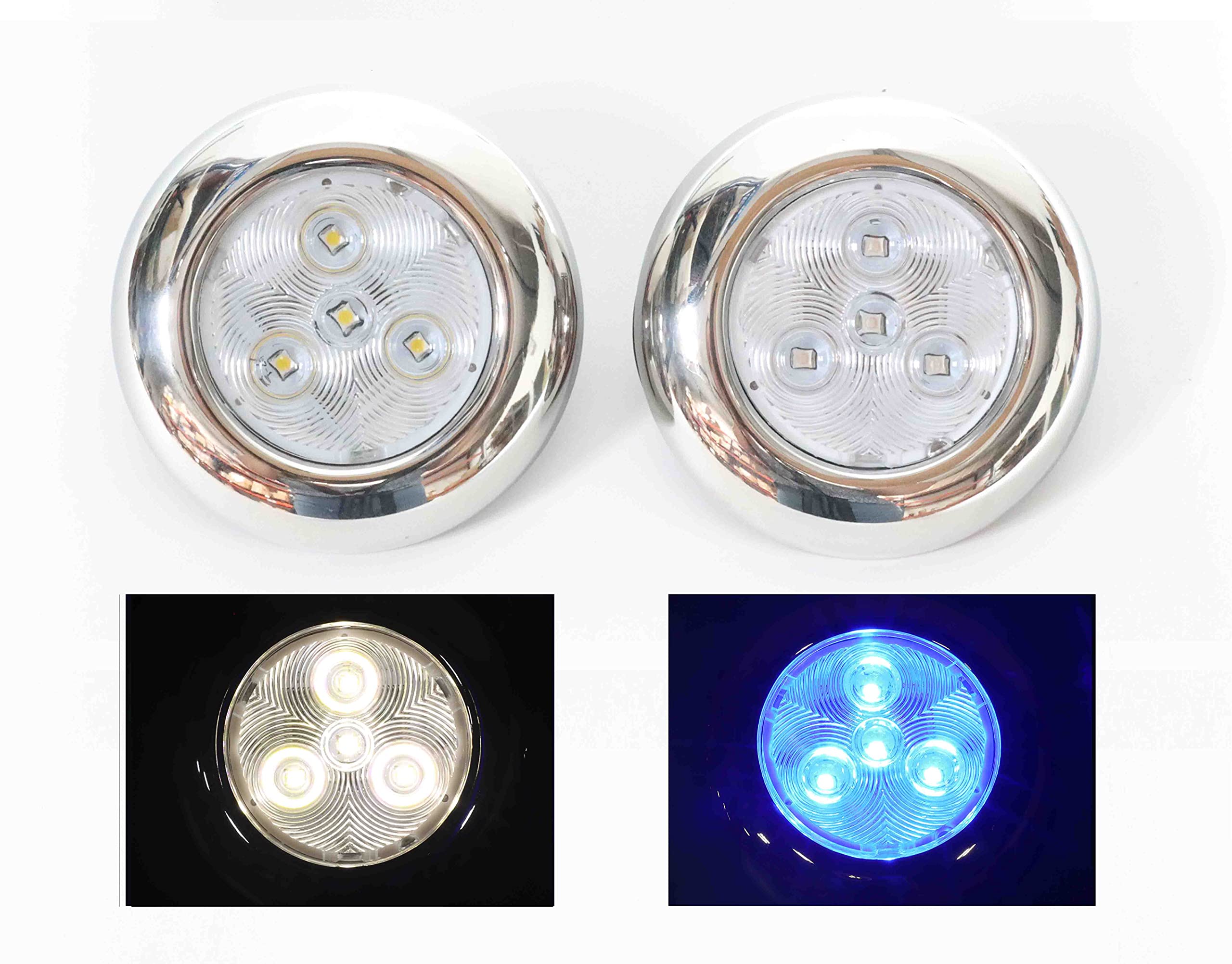 Buy ADVANCED LED 3" Stainless Steel Puck Light w/ Blue LEDs; Screws