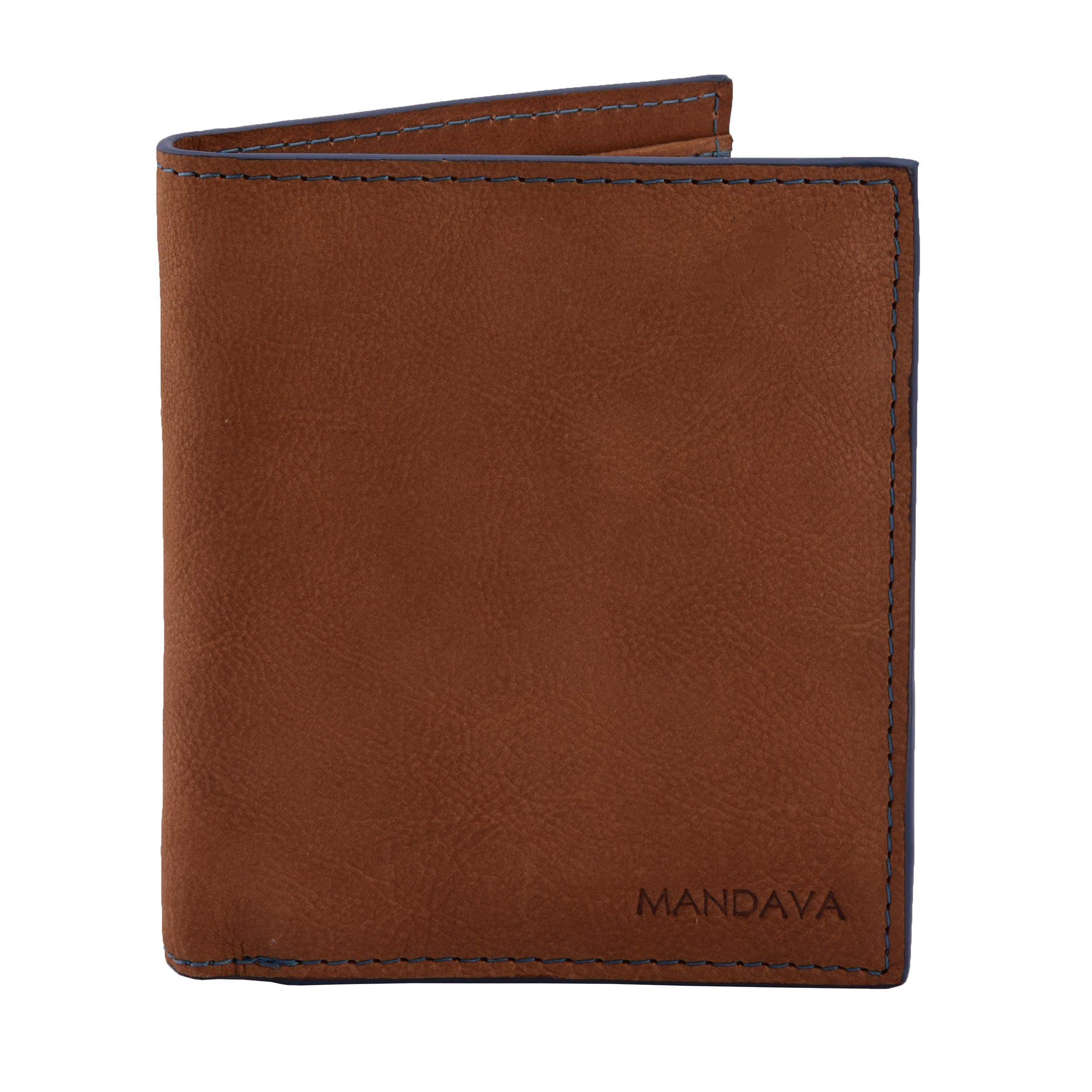 MANDAVAMen's Bifold Full Grain Genuine Leather Wallet With 14 Card Slots Rfid Blocking Wallets Diw535 Dimension (L X H x W): 10.5 X 12 X 1.5 CM Tan