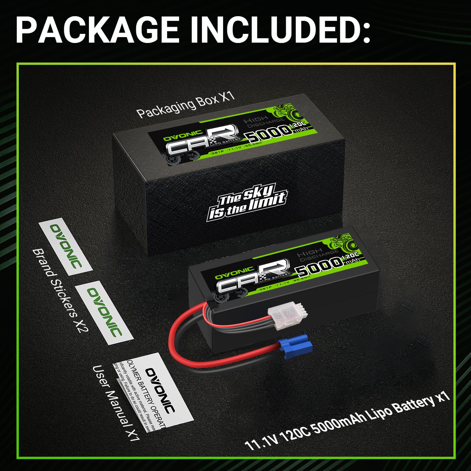 Zeee Batería Lipo 2S de 7200 Ah 7.4 V 120 C con conector EC5 para