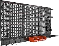 TORACK 109PCS Metal Pegboard Wall Organizer Kit for Garage - Heavy-Duty Steel Panels, Bins, Hooks, Shelf for Tools & Workbench Storage (Black)
