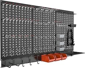 TORACK Metal Pegboard Wall Organizer System for Garage, 109 PCS Pegboard...