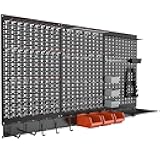 TORACK Metal Pegboard Wall Organizer for Garage, 109PCS Pegboard Accessories Organizer Kit with Pegboard Bins, Hooks, Peg Locks, Pegboard Storage System for Workbench, Garage, Shop, Shed(Black)