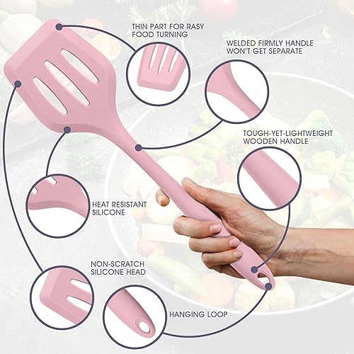 Miniatura 3 de E-far Juego de utensilios de cocina, 15 piezas de utensilios de cocina de silicona con soporte, utensilios de cocina antiadherentes y resistentes al
