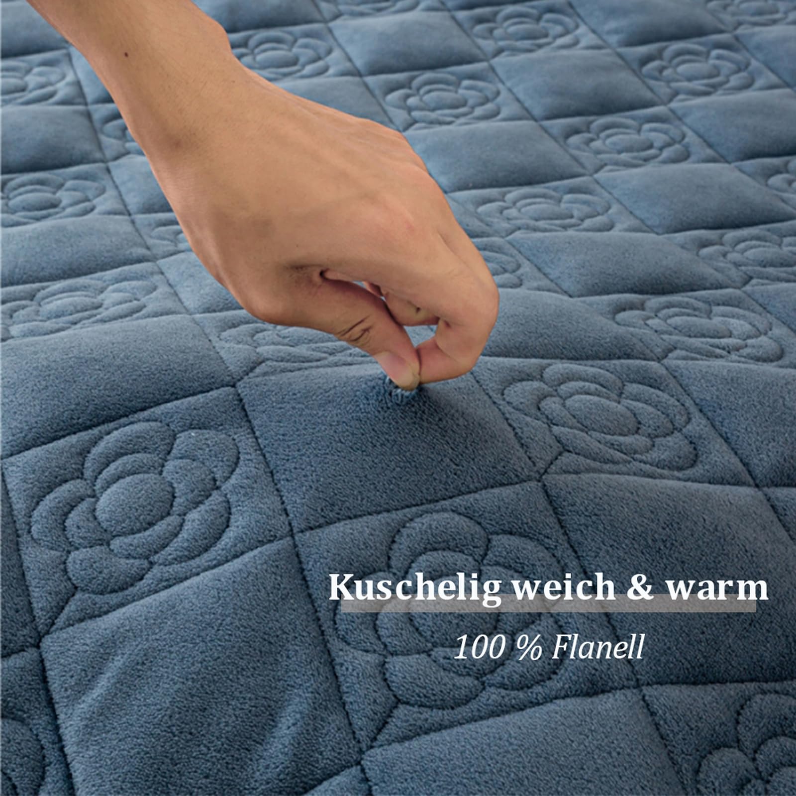 Matratzenschoner Fleece Mattress Protector 120 x 200 cm Gurt matratzenpolster, Atmungsaktiv und Geräuschlos, Ultraweiche Gebürstete Mikrofaser, Waschmaschinenfest Grau