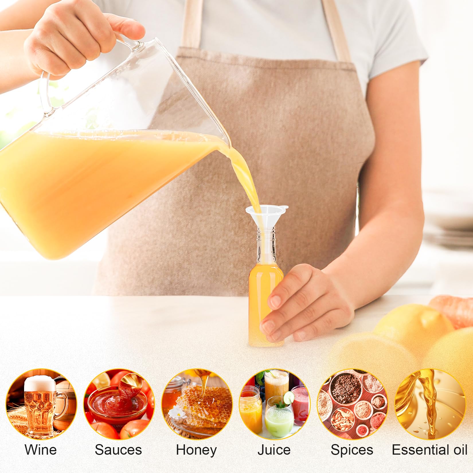24 bottiglie da 50 ml, in plastica, da riempire, con coperchio nero e imbuto, riutilizzabili, per matrimoni, feste