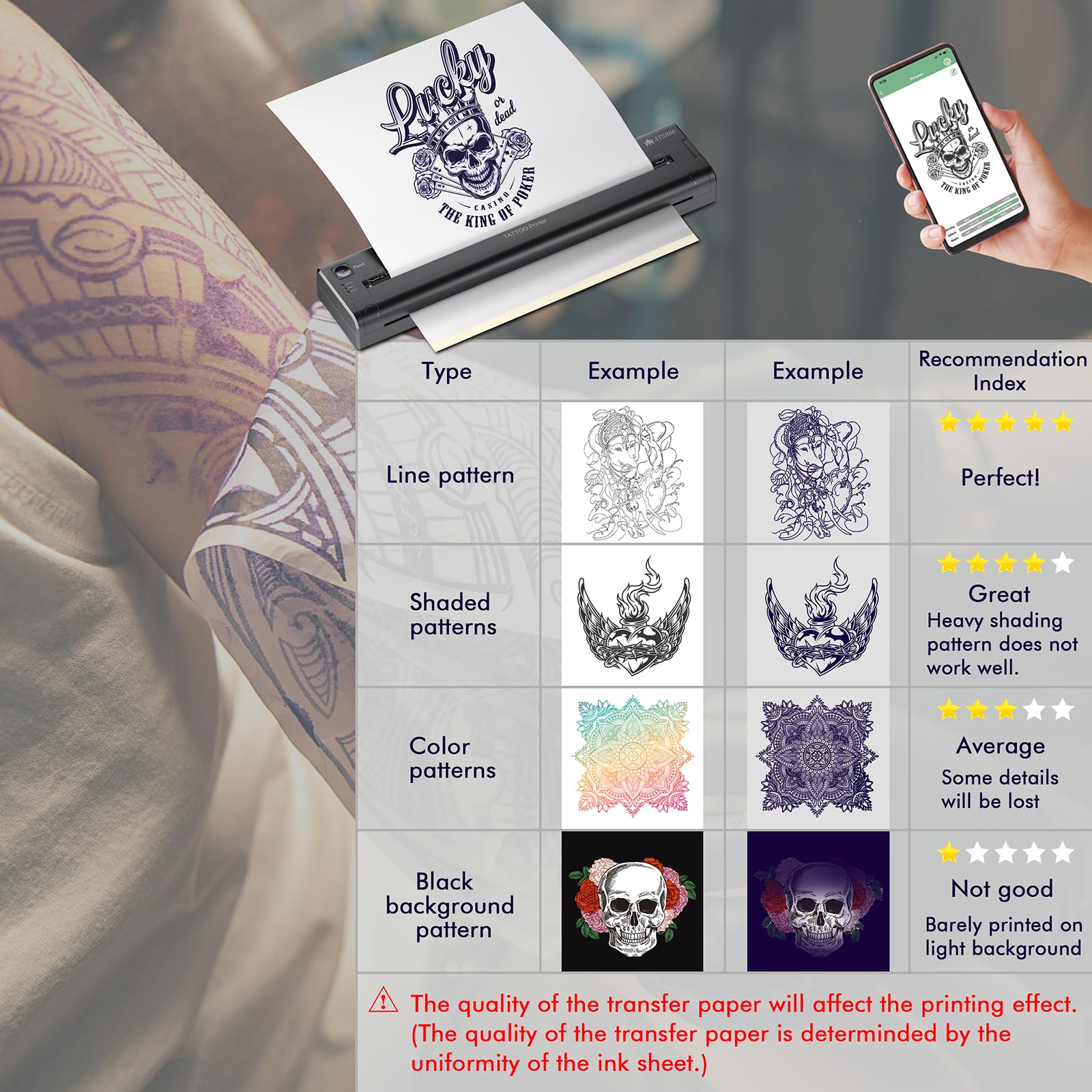 TATELF Impressora de estêncil de tatuagem para tatuagem com 15