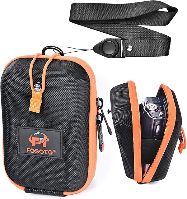 FOSOTO Black Hard EVA Camera Case Compatible for Canon PowerShot SX730 SX620 G7 X Mark2 G9 X mark2, Panasonic LUMIX TZ90 TZ70 TZ80 with Neck Strap Camera Case for All-in-One Digital Cameras (Black)