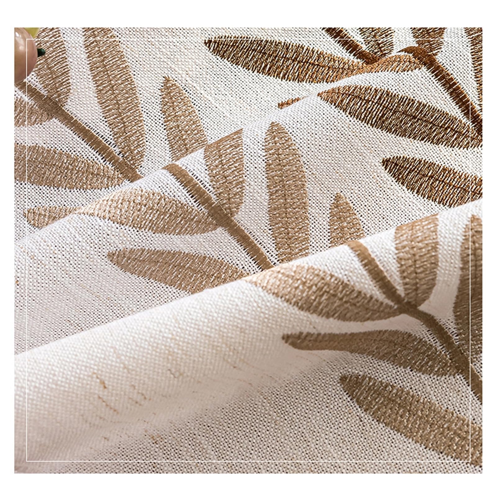 Tischläufer Modern Polyester, Tischläufer Landhausstil 39x160 cm, Leinenoptik mit Blätterstickerei