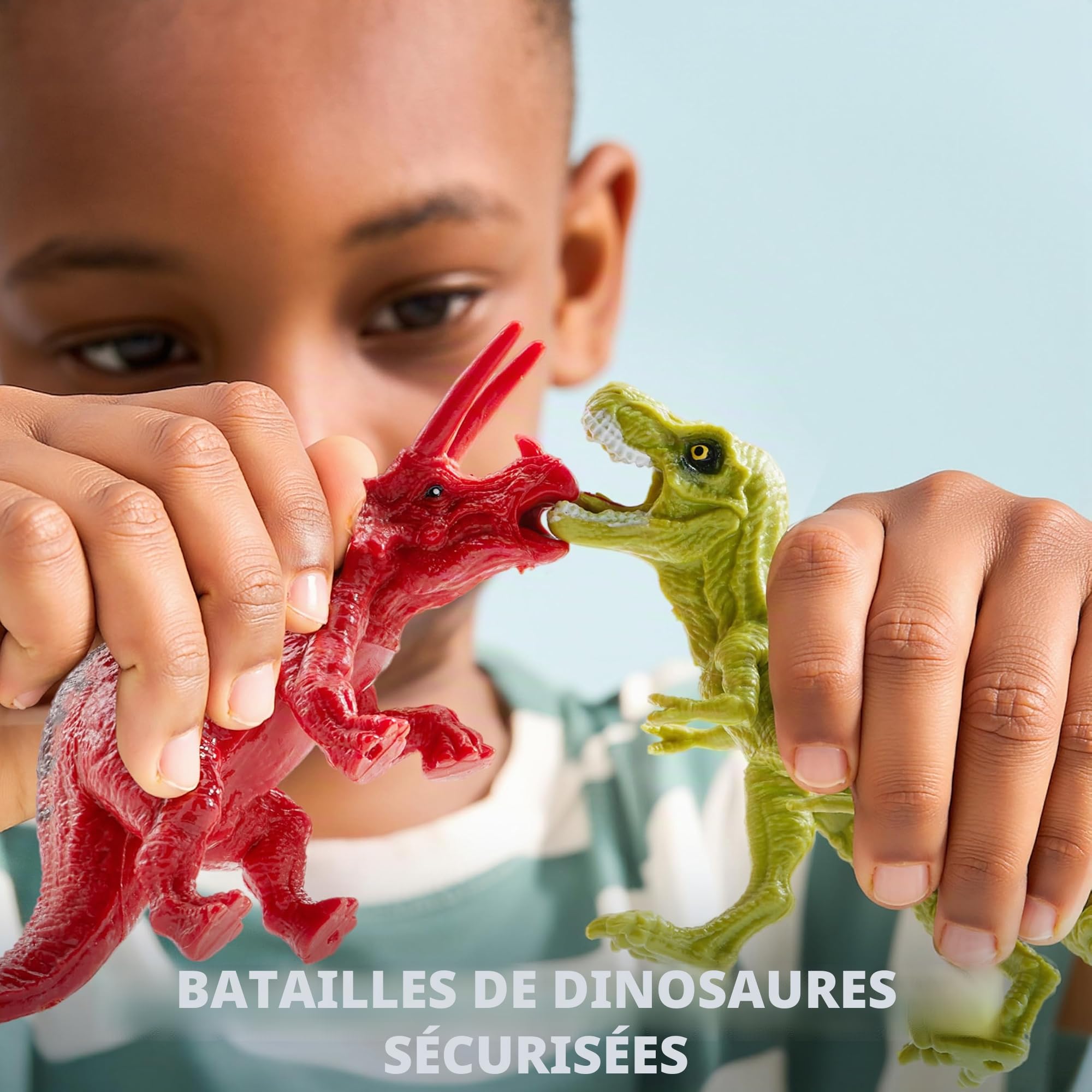 JOYIN 3-6 Ans garçon Dinosaure Jouet pour Enfants avec Tapis de Jeu et Cage de Rangement, 19pcs Réalistes Personnages et Arbres