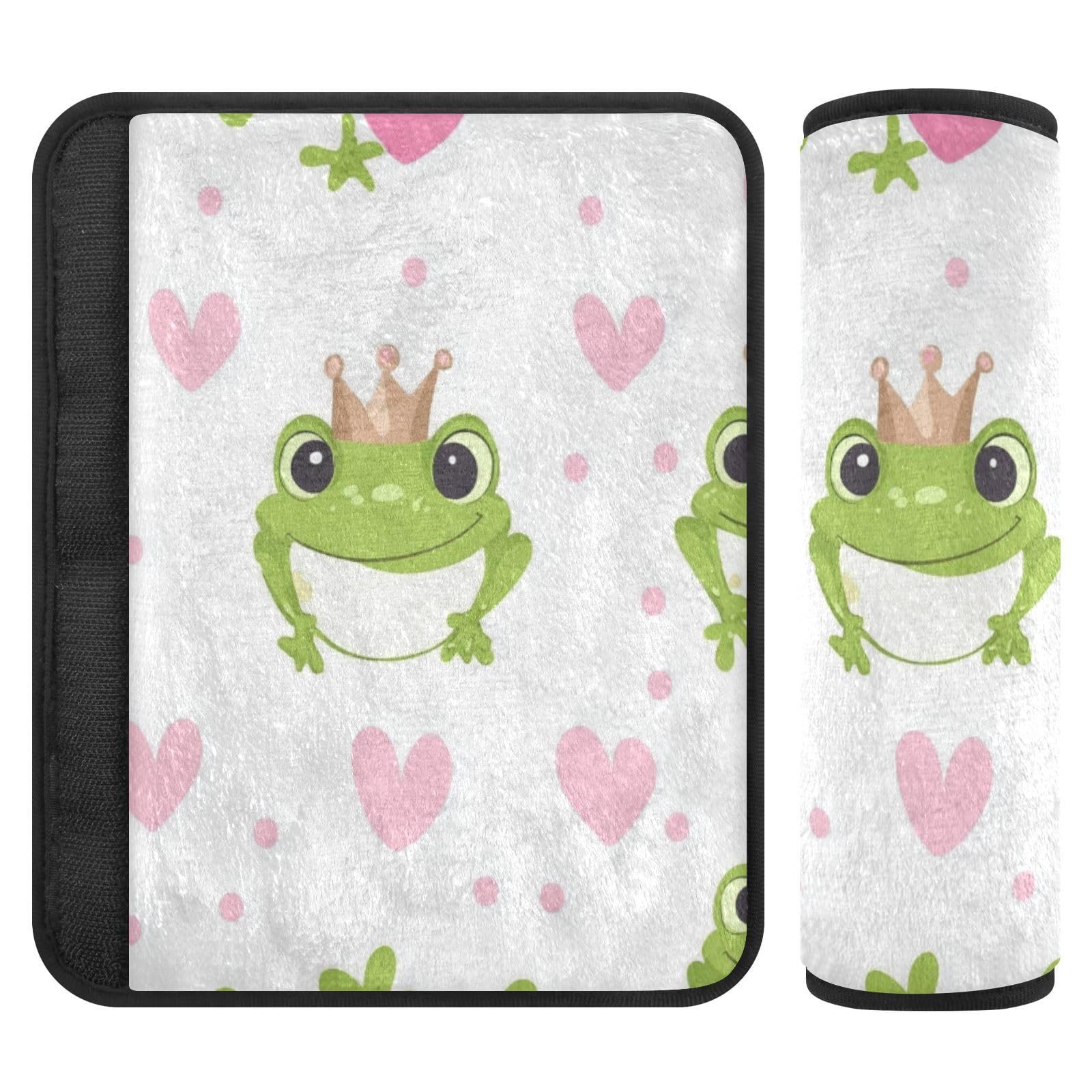 Seat Belt Covers 2 Pack Cute Frogs Princess Crown Car Seat Strap Covers Super Soft Car Seat Neck Cover for Boys Girls Adults Babies M
