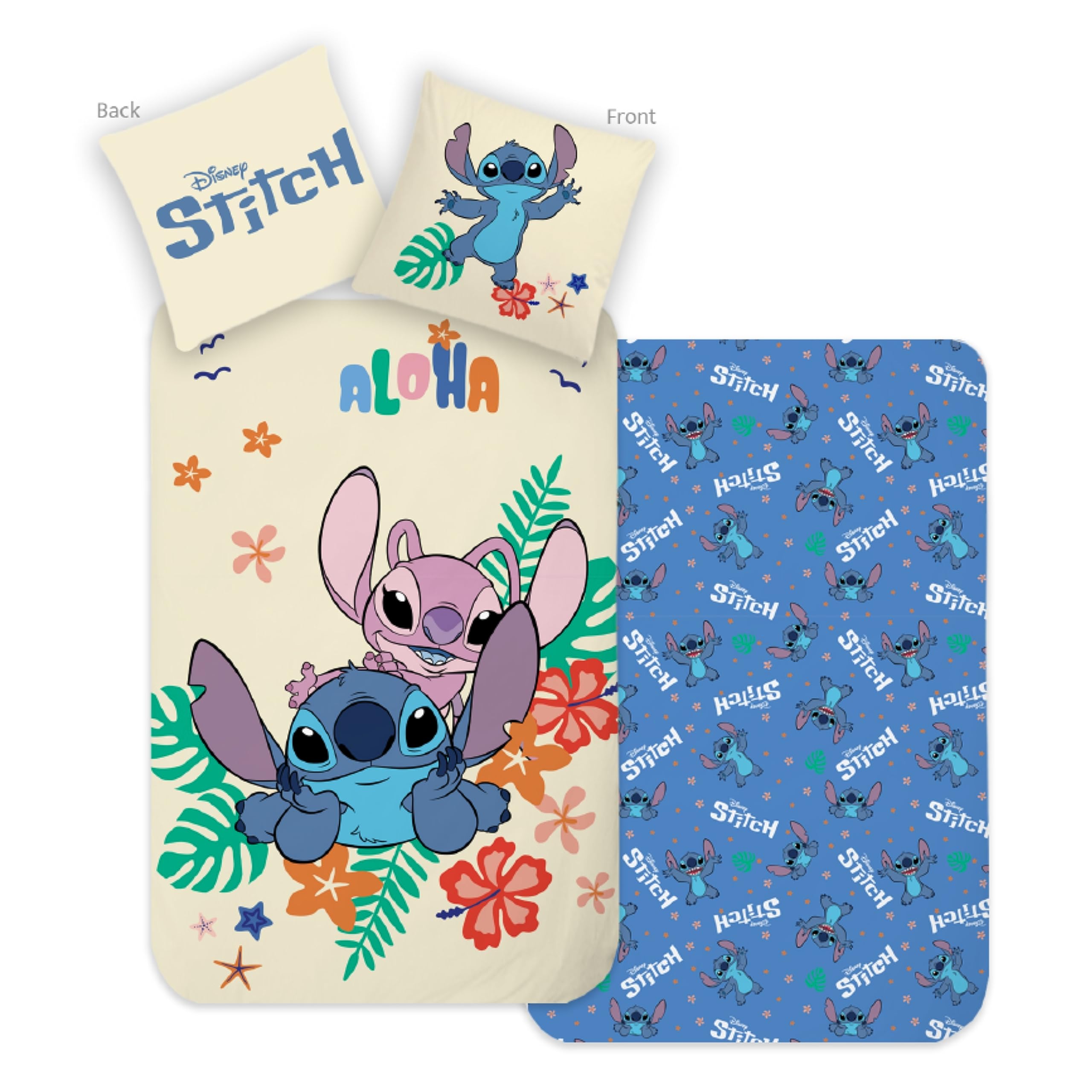 Parure De Lit Enfant Microfibre 200x135 Cm – Housse Couette + Taie, Motif Dessin Animé, Fermeture éclair Cachée