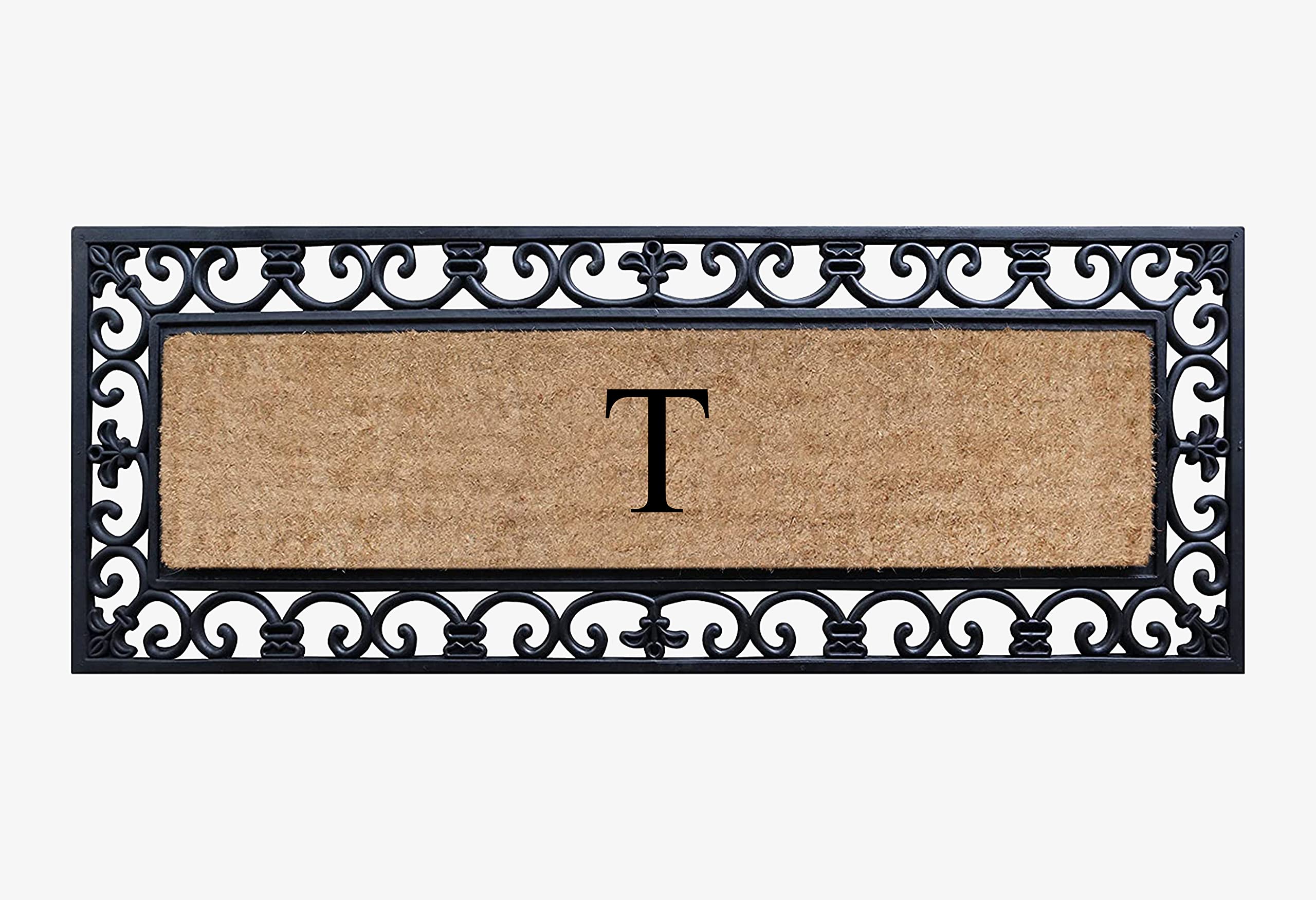 A1HC Natural Coir Monogrammed Door Mat For Front Door, 18x48, Anti-Shed Treated Durable Doormat for Entrance, Heavy Duty, Low Profile, Easy to Clean, Long Lasting Front Porch Entry Doormat