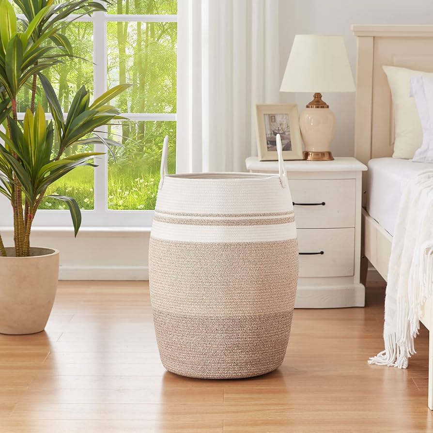 OIAHOMY Laundry Hamper Woven Rope Large Clothes Hamper 25.6