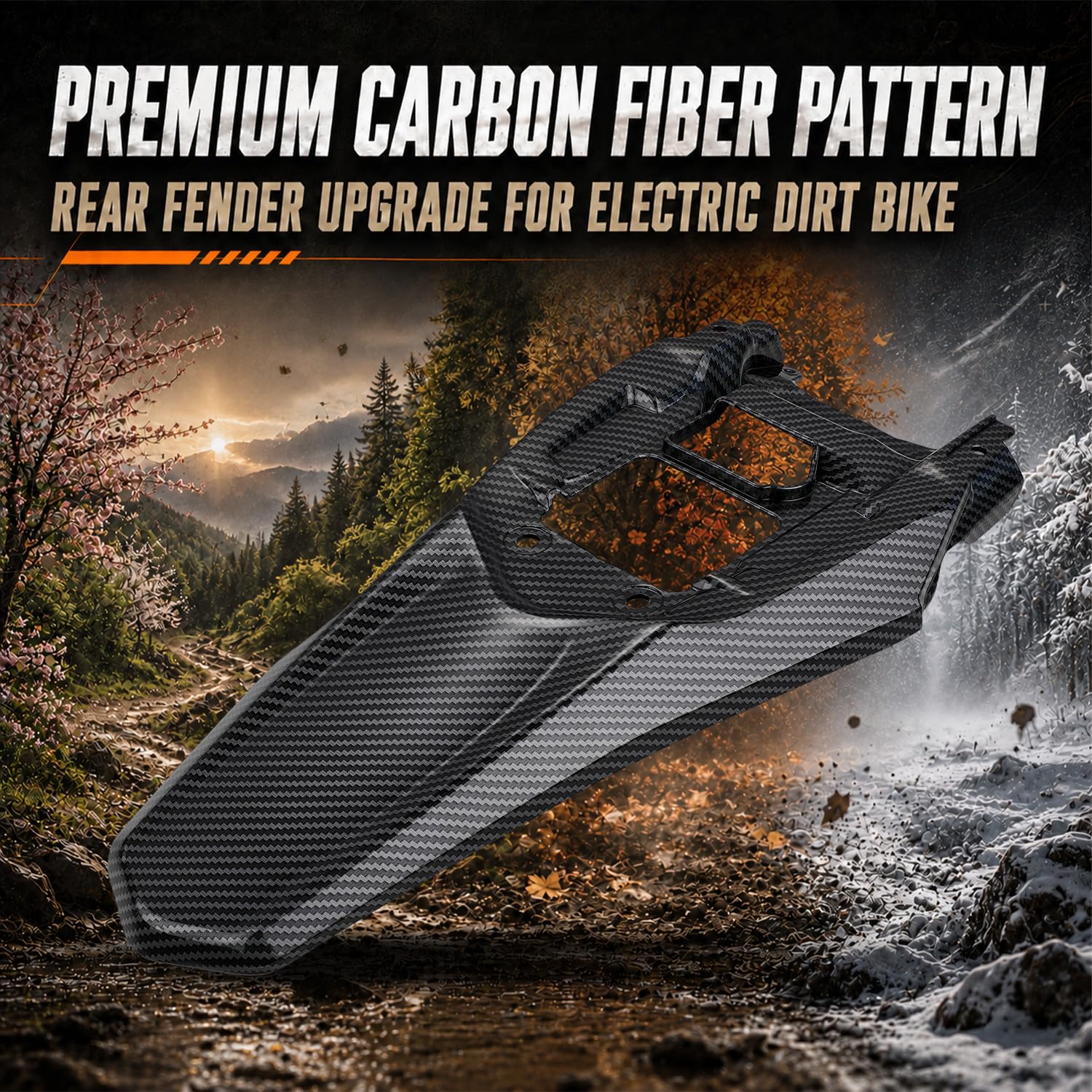 Ultra Bee Garde-boue arrière de moto Motif fibre de carbone | en plastique ABS épais pour moto tout-terrain électrique Sur-Ron Ultra Bee