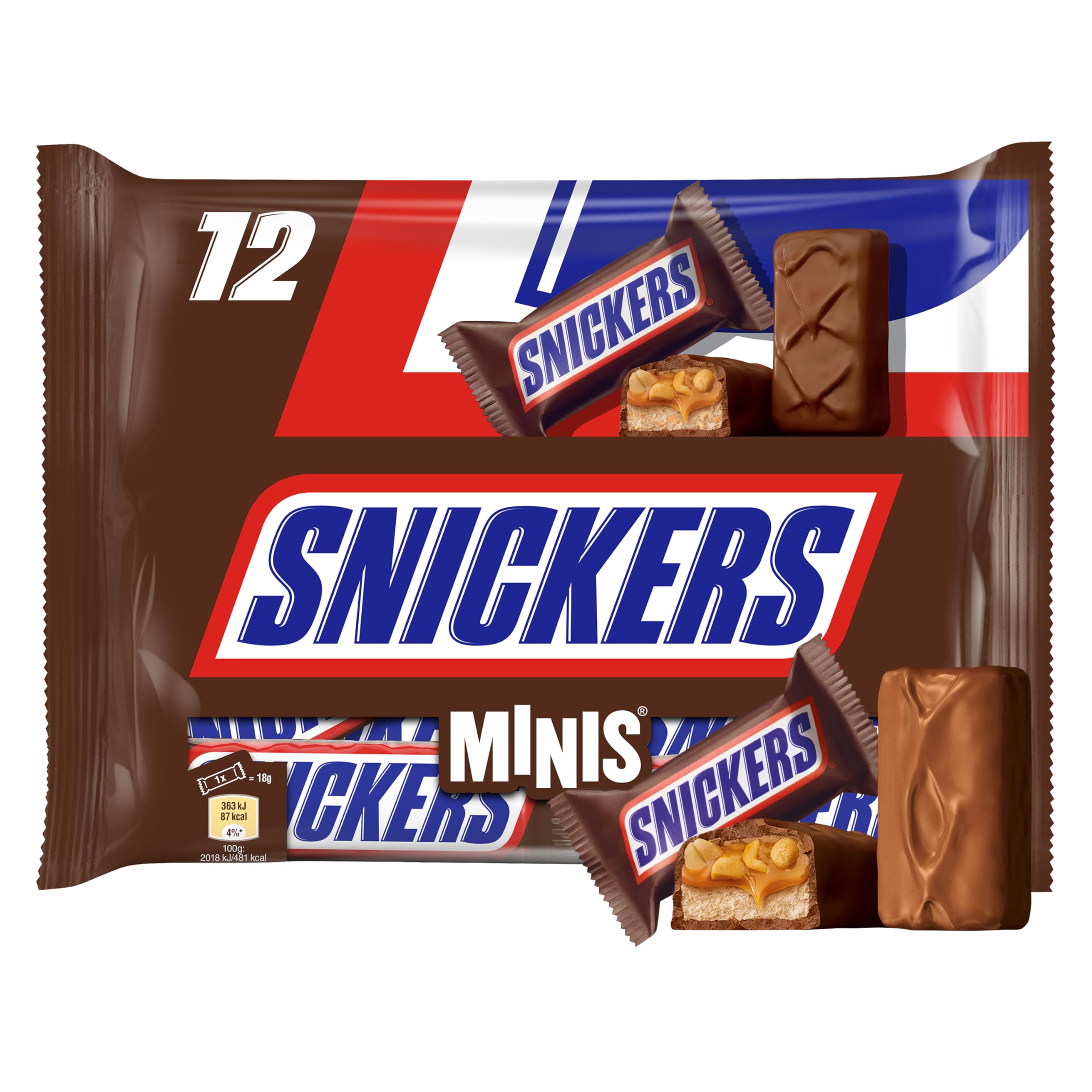 Snickers Minis Chocolatina con Deliciosa Crema de Cacahuete, Suave Caramelo y Trocitos de Cacahuete Recubiertos de Chocolate con Leche, Ideal como Regalo, 227 g