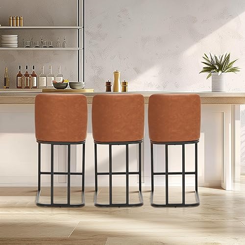 Miniatura 52 de Juego de 2 taburetes de bar de altura de mostrador de color blanco cremoso de 24 pulgadas, modernos taburetes de bar dorados con respaldo tapizado