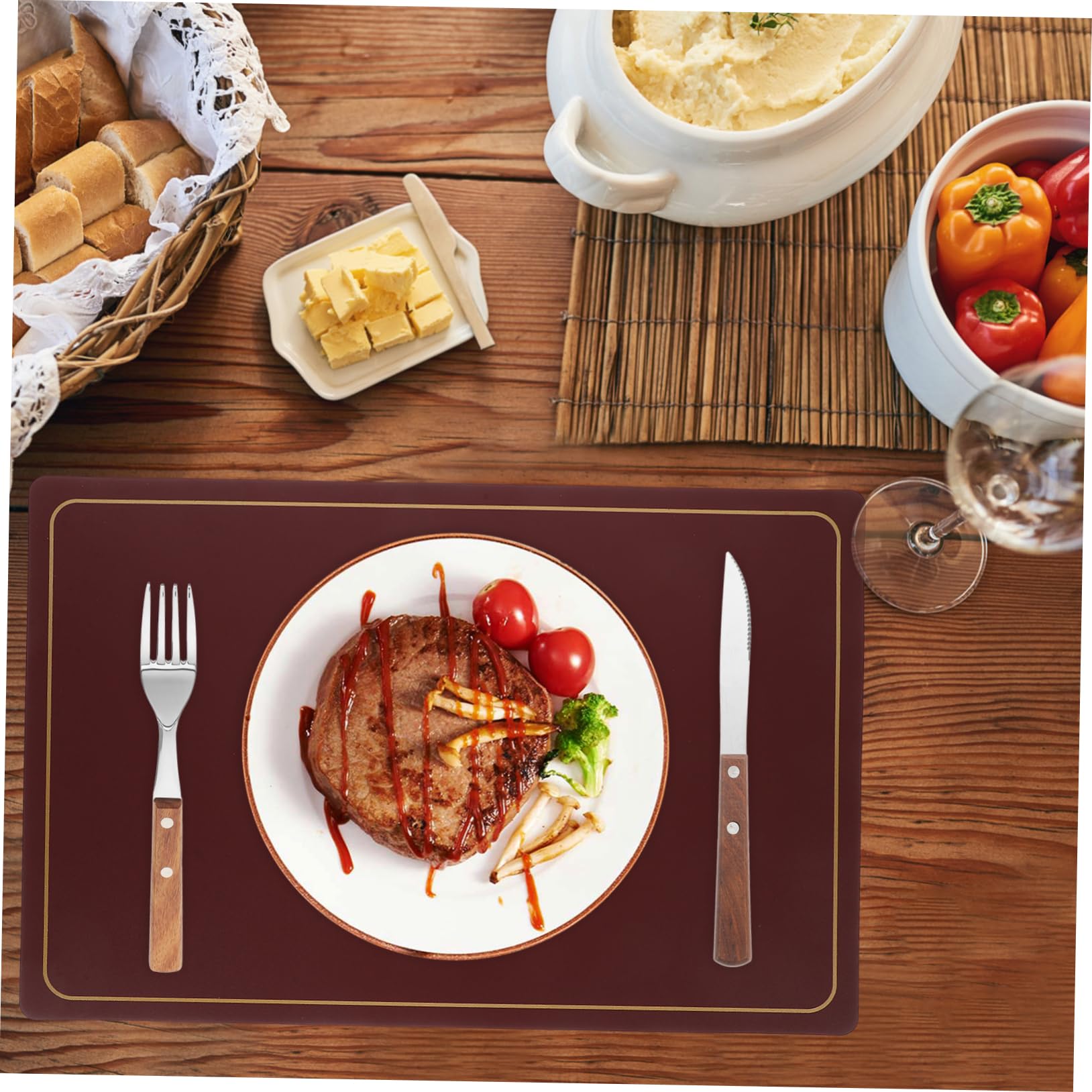 Tovaglietta da Pranzo Antiscivolo 4 Pezzi in Pu per Tavolo