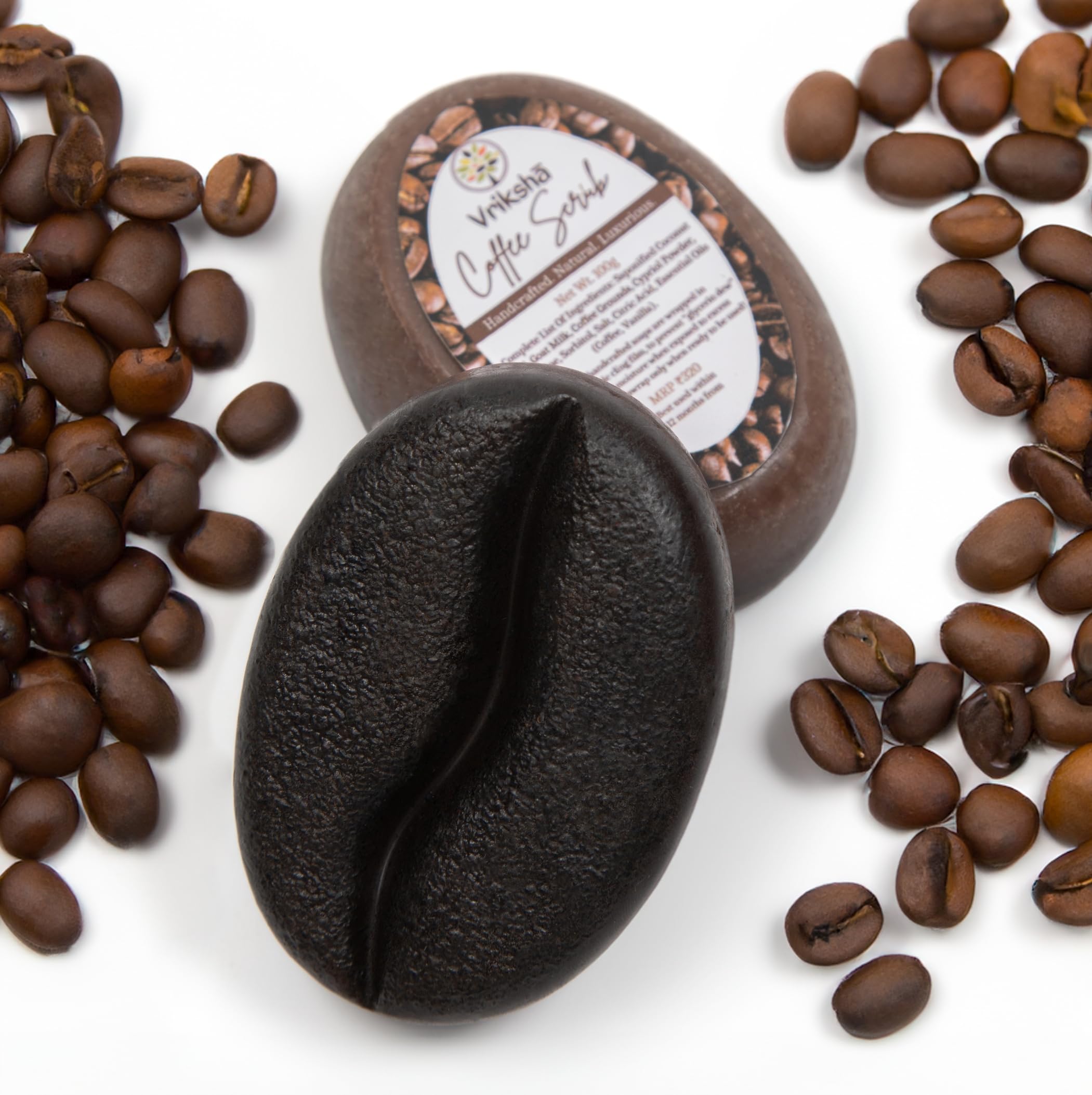Handmade Coffee Scrub Soap | 100% Natural | Coorg Coffee Grounds, Goat's Milk, Coconut Oil | With Pure Essential Oils | SLS/SLES-free | Reduces Cellulite & Exfoliates | Non-drying-image-9