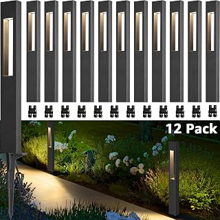 SUNVIE 12-Pack 3W LED Low Voltage Pathway Lights 3000K Warm White CRI90+ Aluminum Waterproof IP65 ETL Listed for Walkway Garden Yard