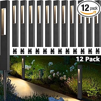 SUNVIE LED Low Voltage Landscape Lights 3W Pathway Lights Low Voltage 12-24V Landscape Path Lights 3000K CRI 90+ Aluminum Waterproof Pathway Lighting for Walkway Garden Yard ETL Listed Cord, 12 Pack