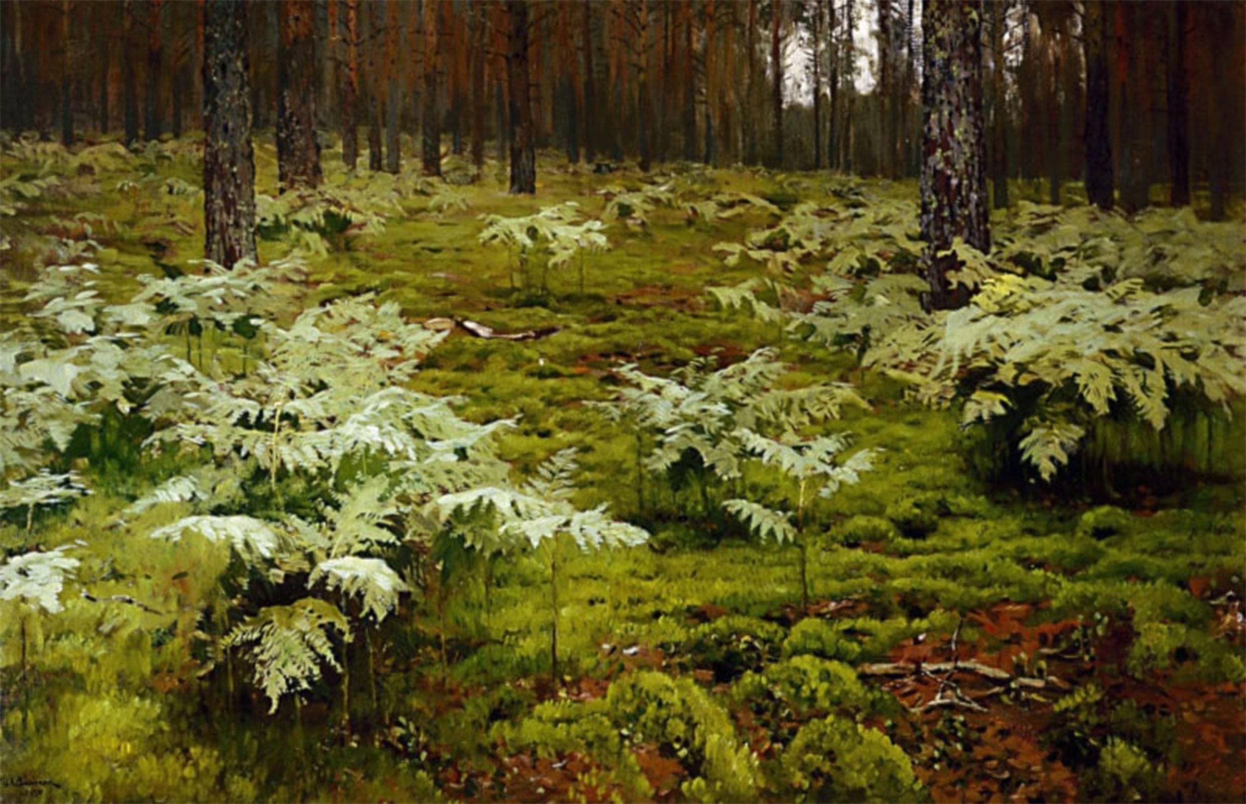 ARTXLXXBN Famous Art Print Poster Vintage Wall Art Ferns in the Forest by Isaac Levitan Canvas Art Poster for Home Decor 60x90cm