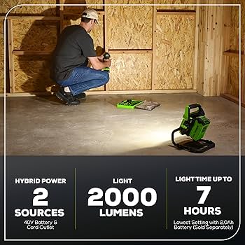 Amazon.com: Greenworks 40V (AC/DC) 2000-Lumen LED Work Light, 360