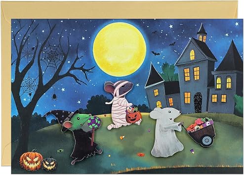 FLYAB Kid Halloween Card - Shining Halloween Cards with Envelope Sweet Wishes Gift for Adults Him Her Men Women Boys Girls