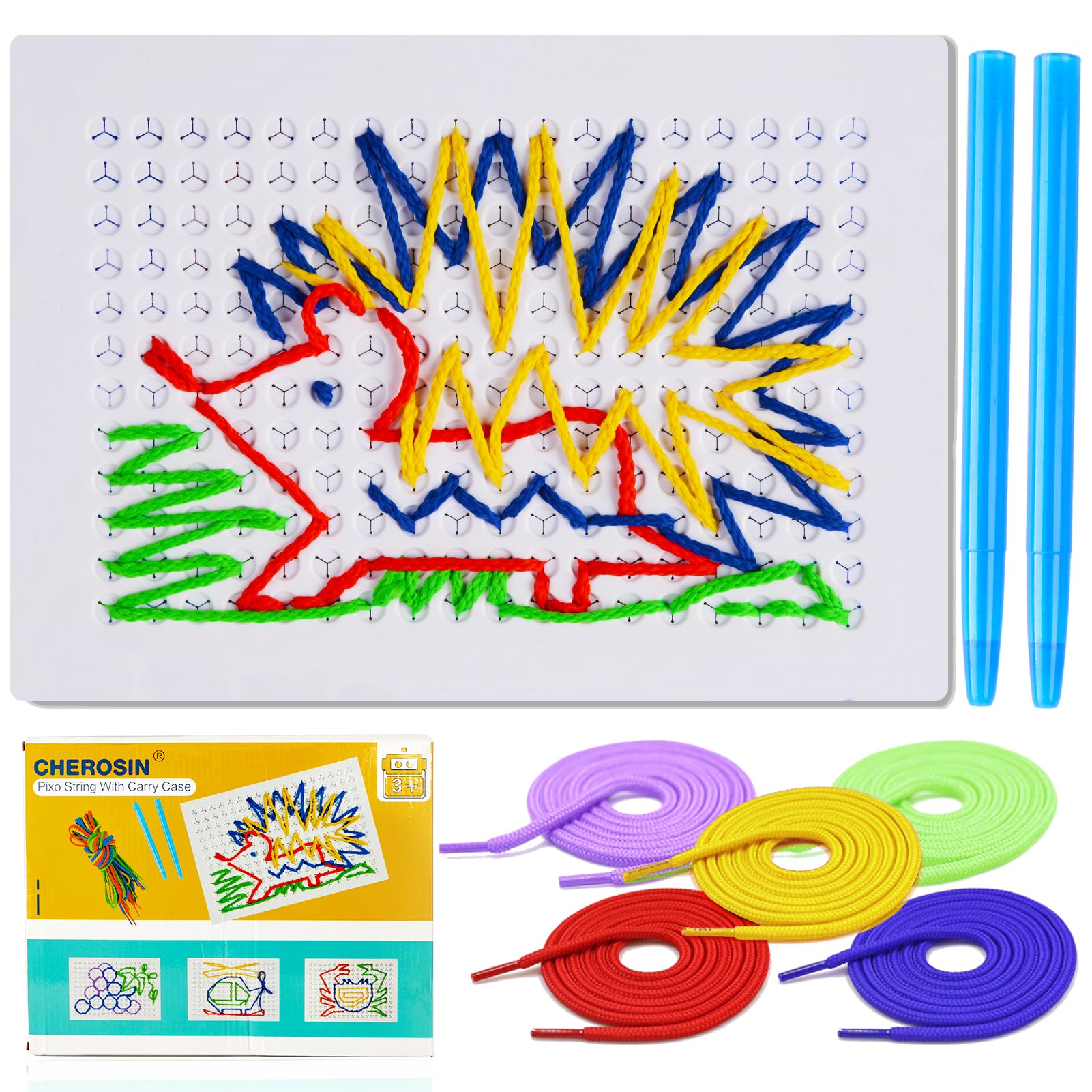 CHEROSIN Fine Motor Threading Boards for Kids - Pencil Grasp Fine Motor Toys Sensory Learning Boards for Preschooler, Calm Down Activity Therapy Toys Gifts for 3 4 5 6 Year Old Kids Boys Girls