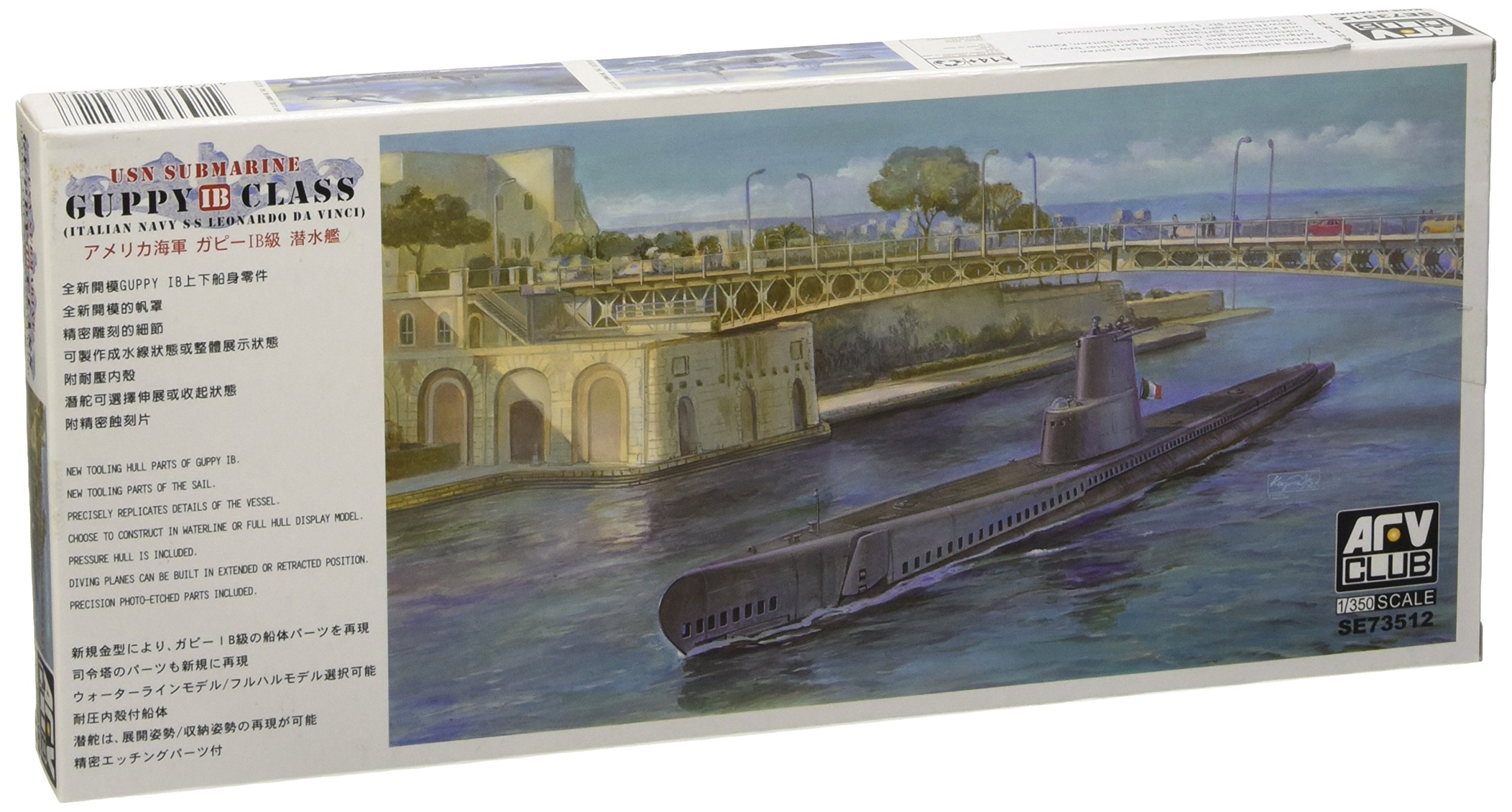 USN Guppy IB Class Submarine Italian Navy SS Leonardo Da Vinci 1-350 AFV Club