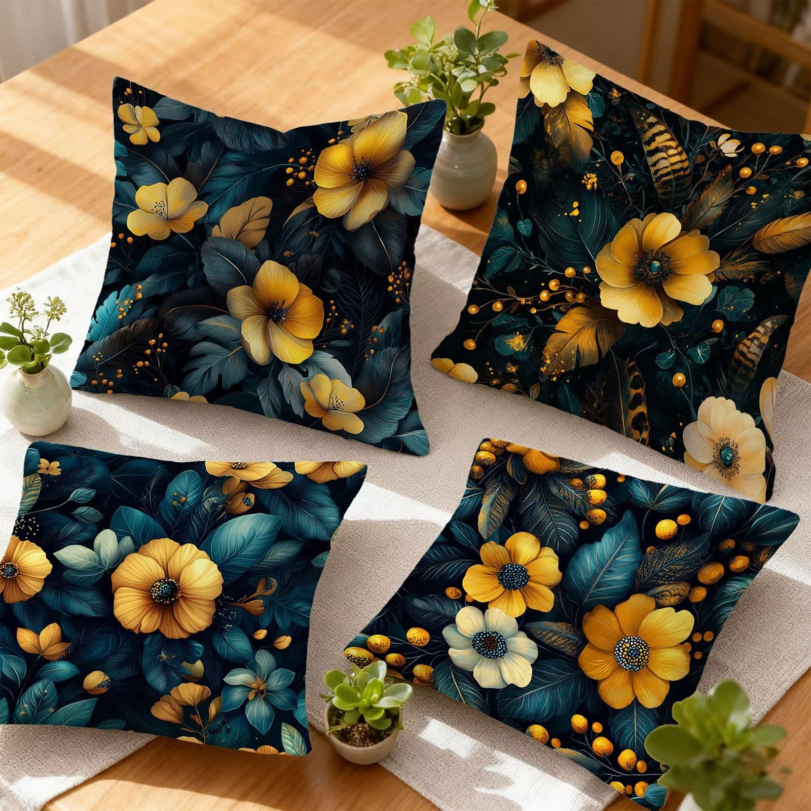 Pomarańczowy Kolor Poszewka na poduszkę 60x60 Kwiat Poszewka na poduszkę 60 x 60 Poduszki Sofa Super Miękkie Dekoracyjne Poszewki Na Poduszki Poszewki Na Poduszki 4 Kawałki Szyi I Szyi, Do Domu Łóżko
