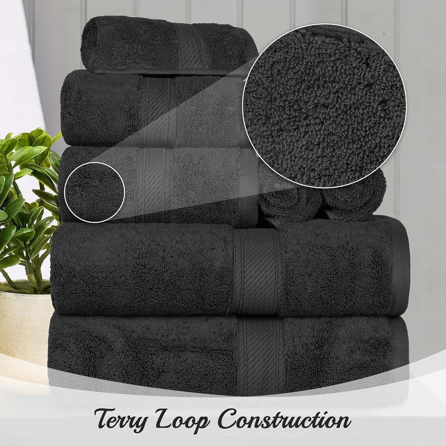 Superior Set di 10 asciugamani in pile di cotone egiziano, include 2 asciugamani da bagno, 4 mani, 4 asciugamani per il viso/salviette, asciugamani ultra morbidi di lusso, essenziali per gli ospiti,