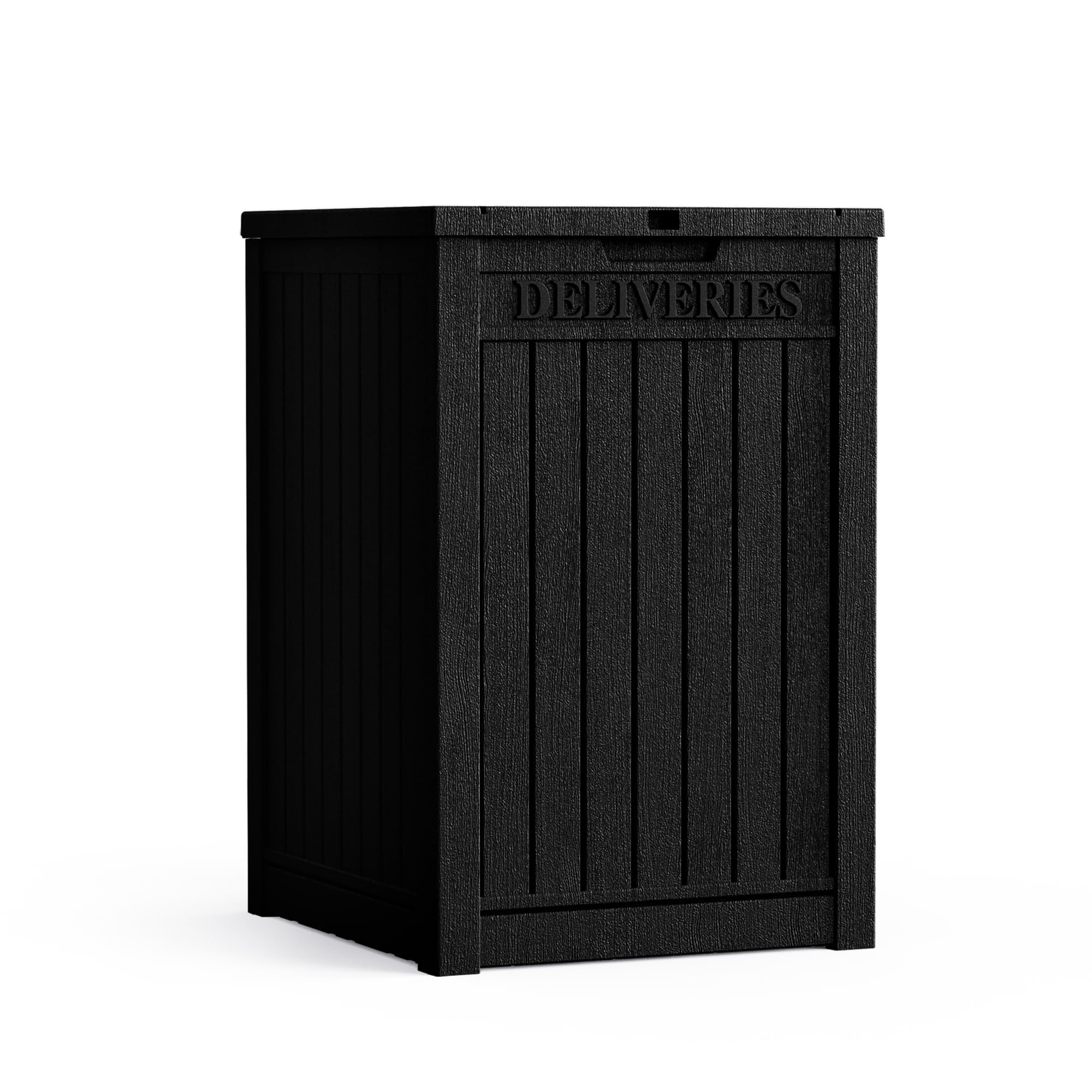 55GAL Black Outdoor Deck Box with Lock - SGS - Certified UV Protection, Weatherproof for All - Season Use, Great for Storing Tools and Small Items, Easy to Assemble