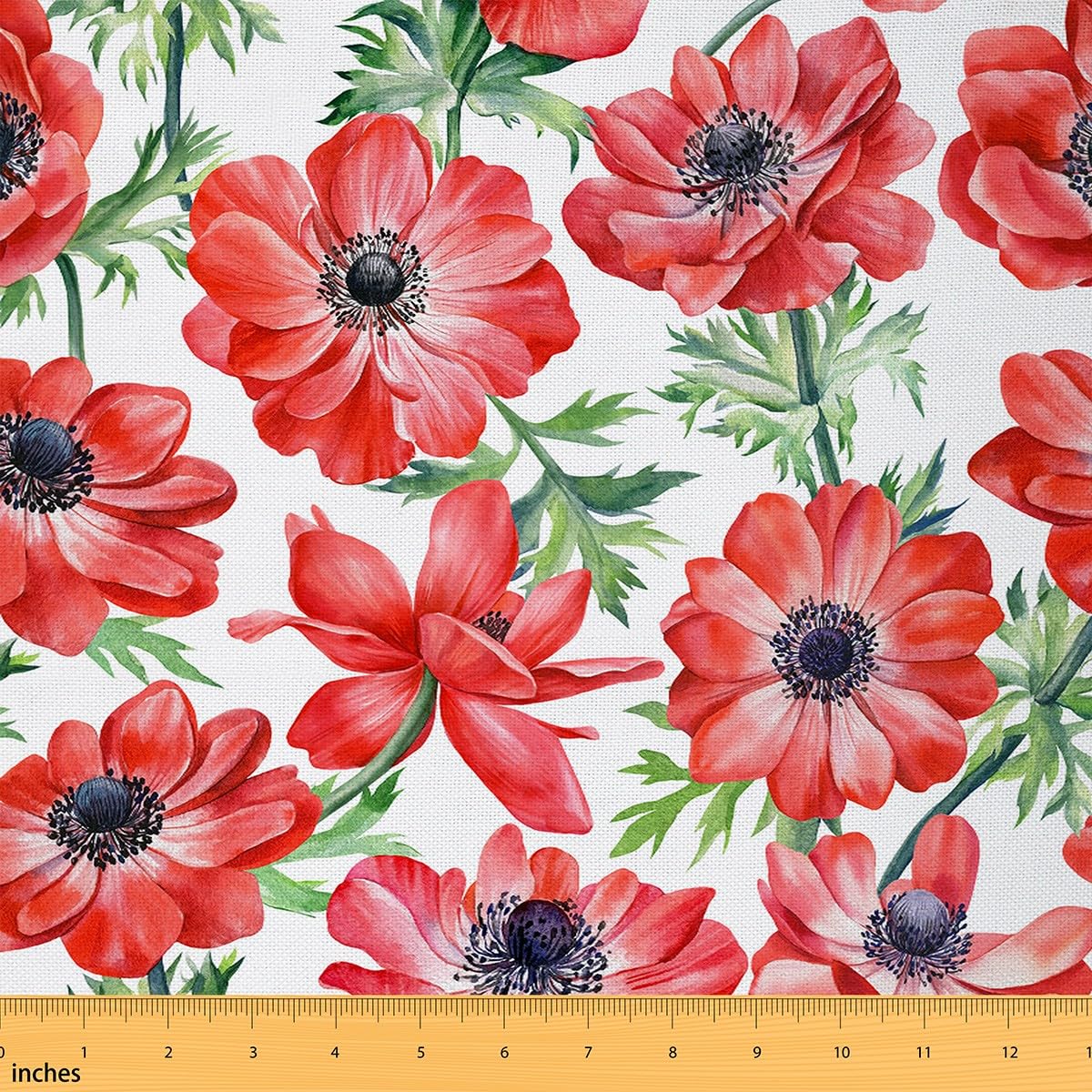 Red Flower Fabric by The Yard for Women Men Adult Kids Floral Waterproof Outdoor Fabricy Botanical Upholstery Fabric for Chairs Garden Reupholstery Fabric Decor 1 Yard (L92*W150cm)