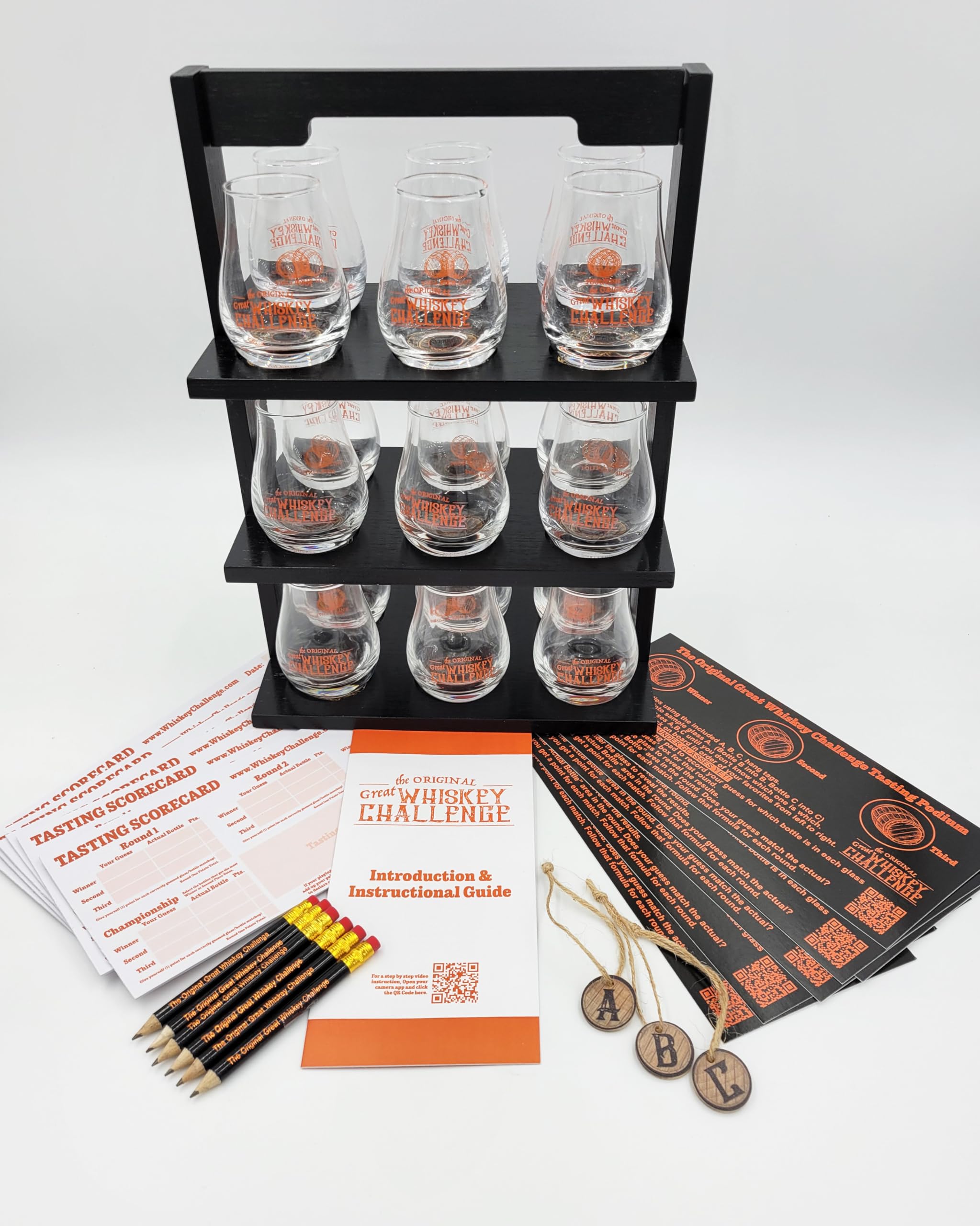 Great Whiskey Challenge 6 Player Blind Tasting Party Pack Kit- Table Top Drinking Game Tasting Glasses: Snifters