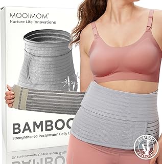 MOOIMOM Postpartum Belly Band C Section Belly Binder Wrap Post Surgery Back Pain Waist Relief(Polyester Made with Bamboo C...