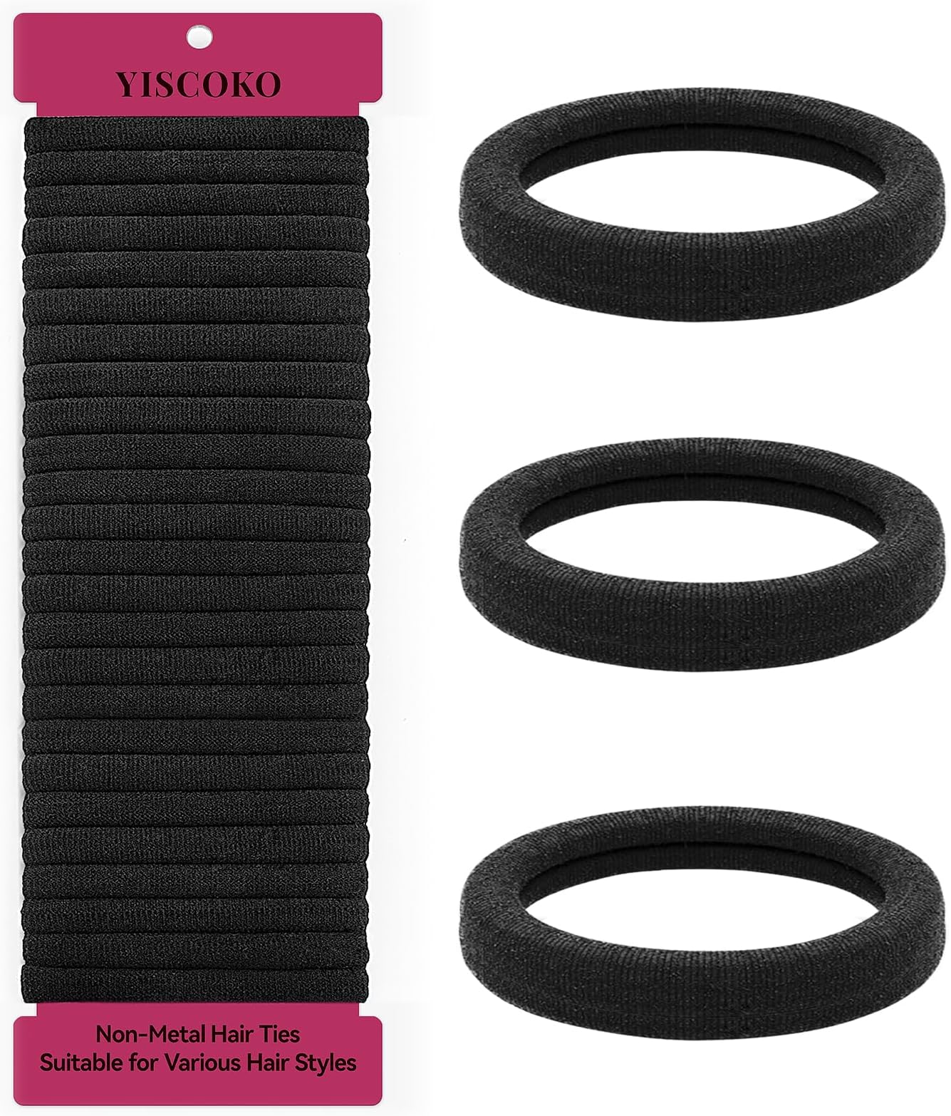 Hair Bands for Women,Black Hair Bobbles,50 PCS Hair Ties NO Damage,Hair Elastics,Elastic Hair Band for Thick Hair,Ponytail Holders Hair Bobbles for Women.