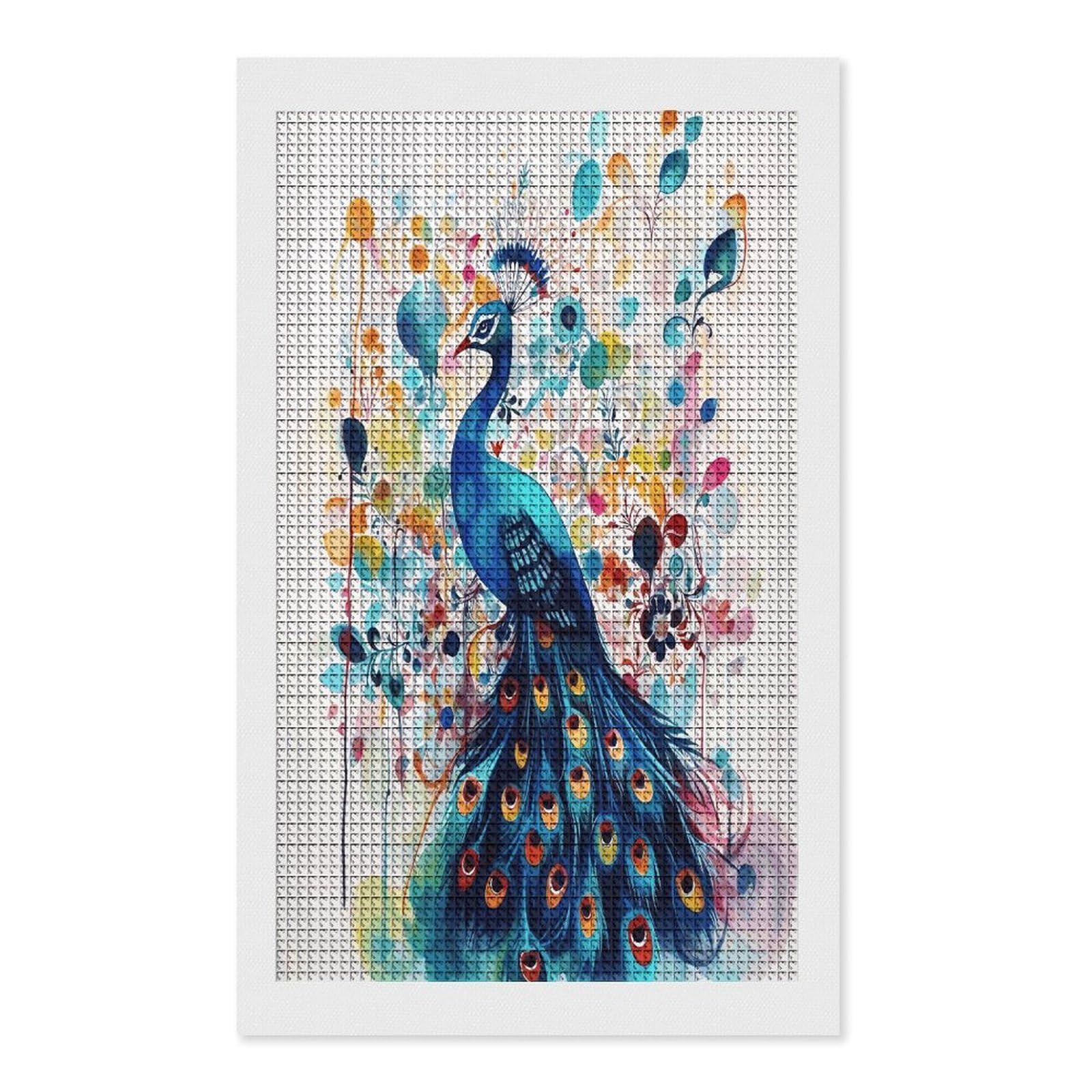 FodPand Color Peacock Diamond Painting Kit for Beginner Fun 5D DIY Crafts for Adults Diamond Art Kits Square Diamond Art Canvas Painting Gem Art Crafts for Home Wall Decor 12"x20"