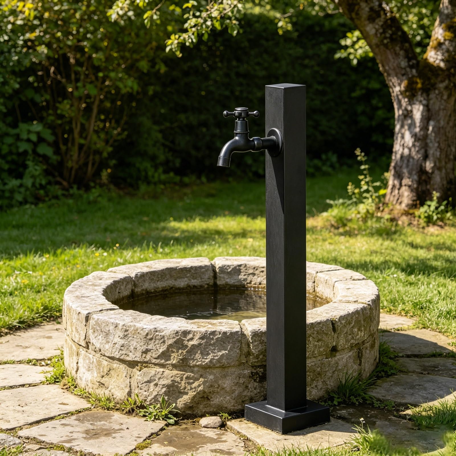 Gaommini Style 1 Outdoor Water Spigot Garden Water Column 304 Stainless Steel Antifreeze Hose Faucet Tap Post, Decorative Water Feature Fountain Water Dispenser Hydrant(,Height: 95Cm/37.4In)