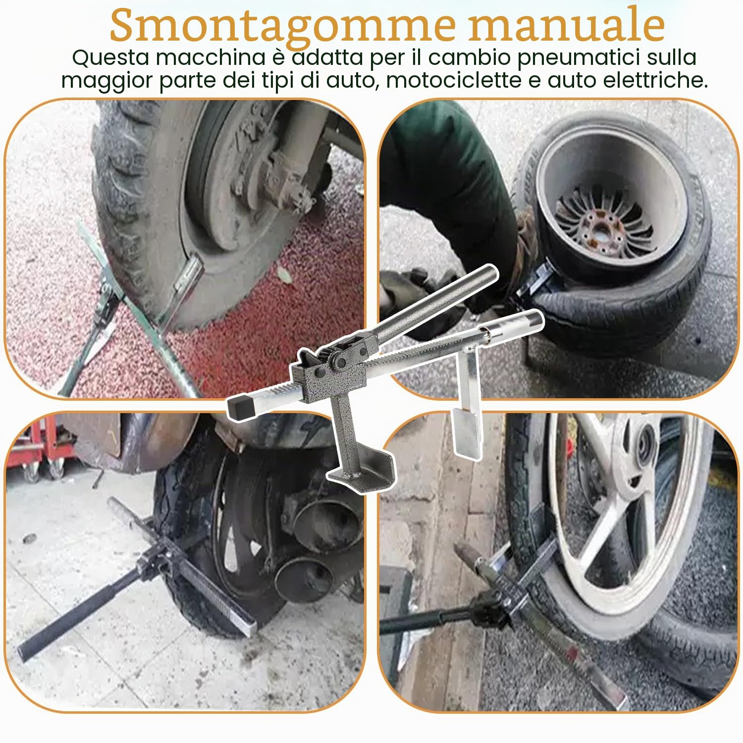 Cambio pneumatico universale per auto e moto, kit di riparazione pneumatici per camion, attrezzi per la rimozione di pneumatici auto e moto (nero, 43 cm)
