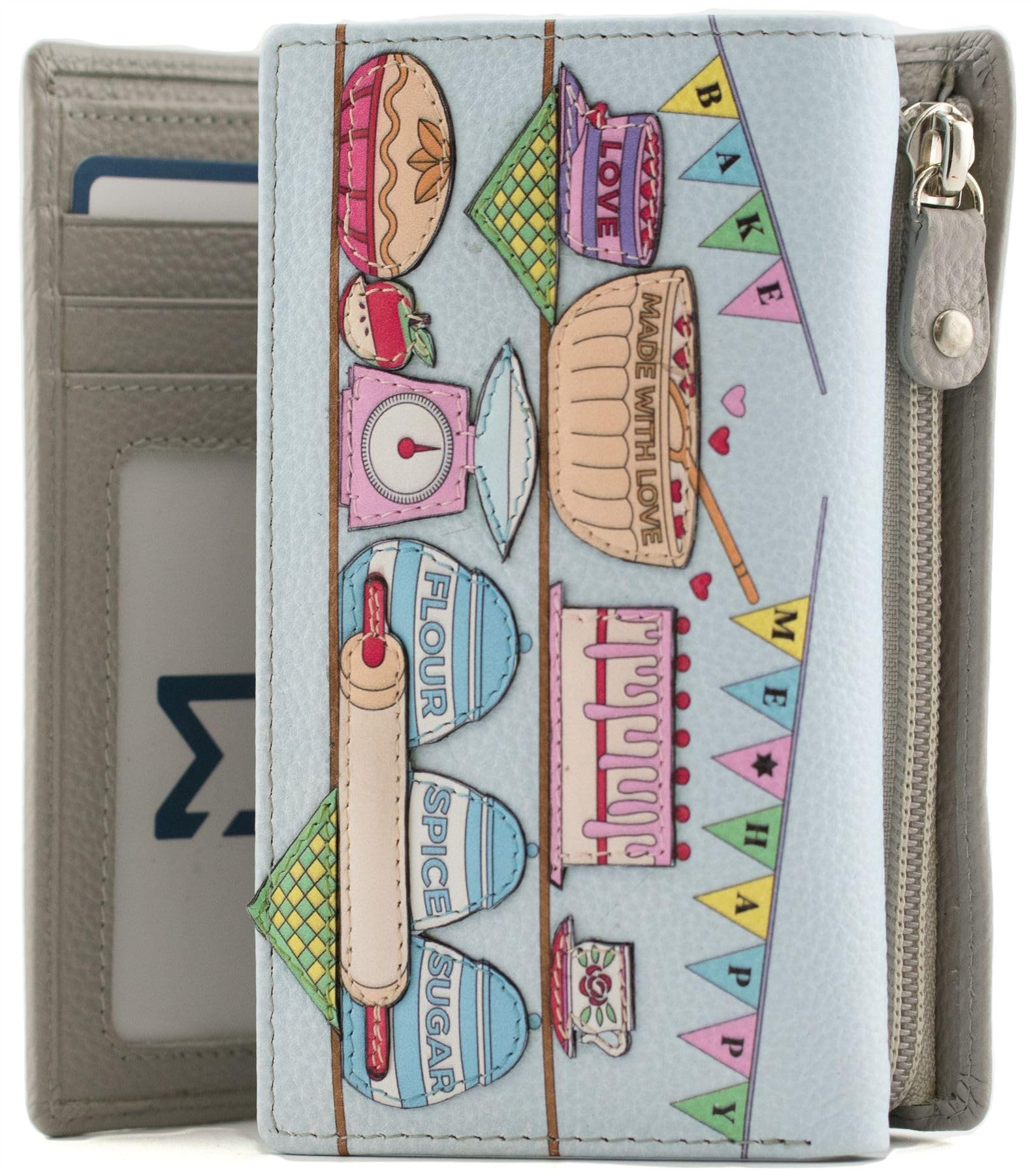 Mala Leather Bake Me Happy Collection - Cartera de piel con bloqueo RFID 3656_19, gris, Talla única