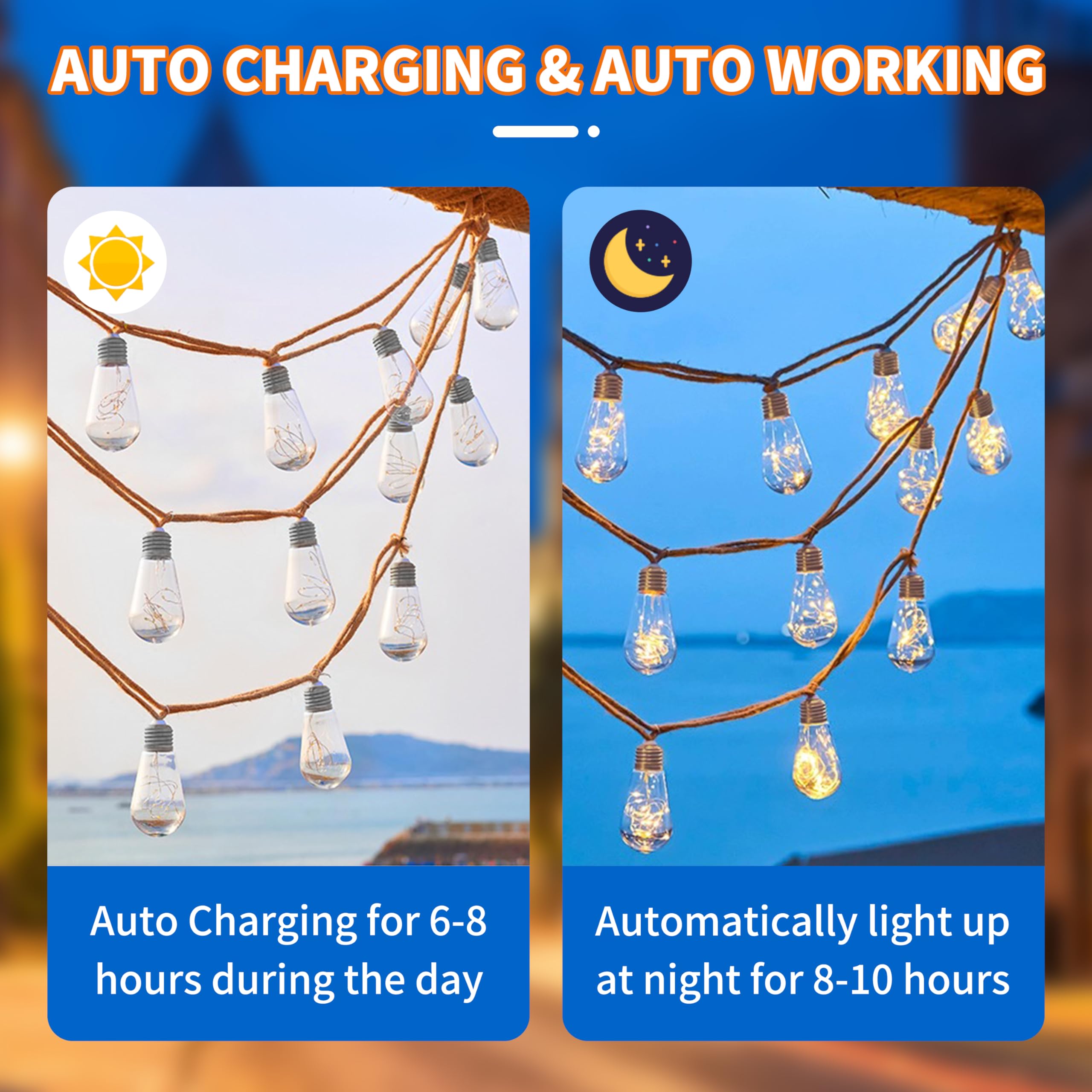 Guirlande Solaire Exterieur, 16 Ampoules 8 M/8 Modes, Guirlande Lumineuse Solaire étanche IP65, Avec Corde De Chanvre, Décoration Pour Noël, Jardin | Leroy Merlin