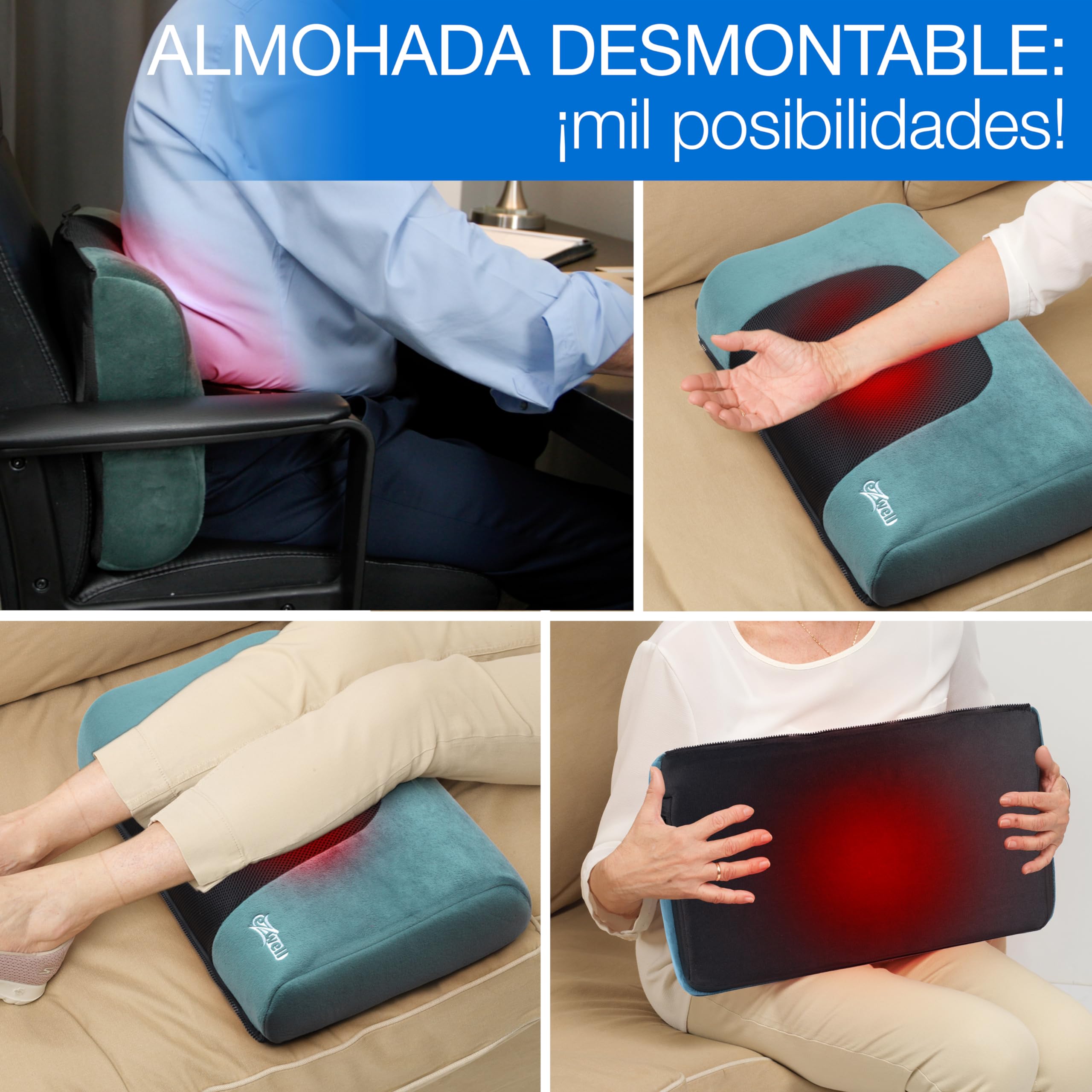 GALERIA DEL COLECCIONISTA Sistema de Masaje Triple SPA: Colchón de Masaje Cuerpo Completo Shiatsu Vibración Termoterapia Viscoelástica Almohada Ergonómica Desmontable Plegable