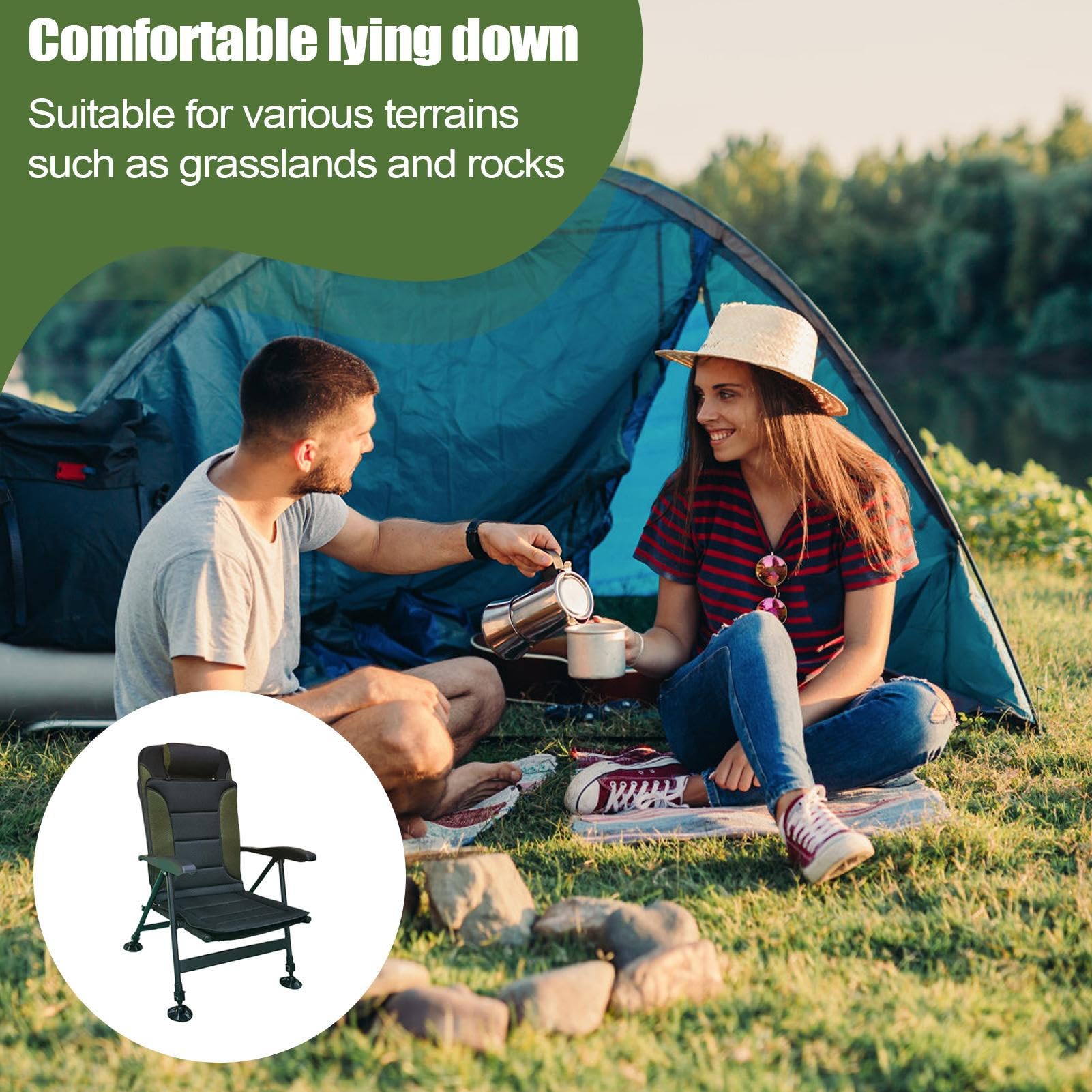Chaises de pêche pour adultes – Tabourets de camping pliables, sièges portables pour pelouse et plage pour la randonnée en plein air et la pêche, design léger polyvalent